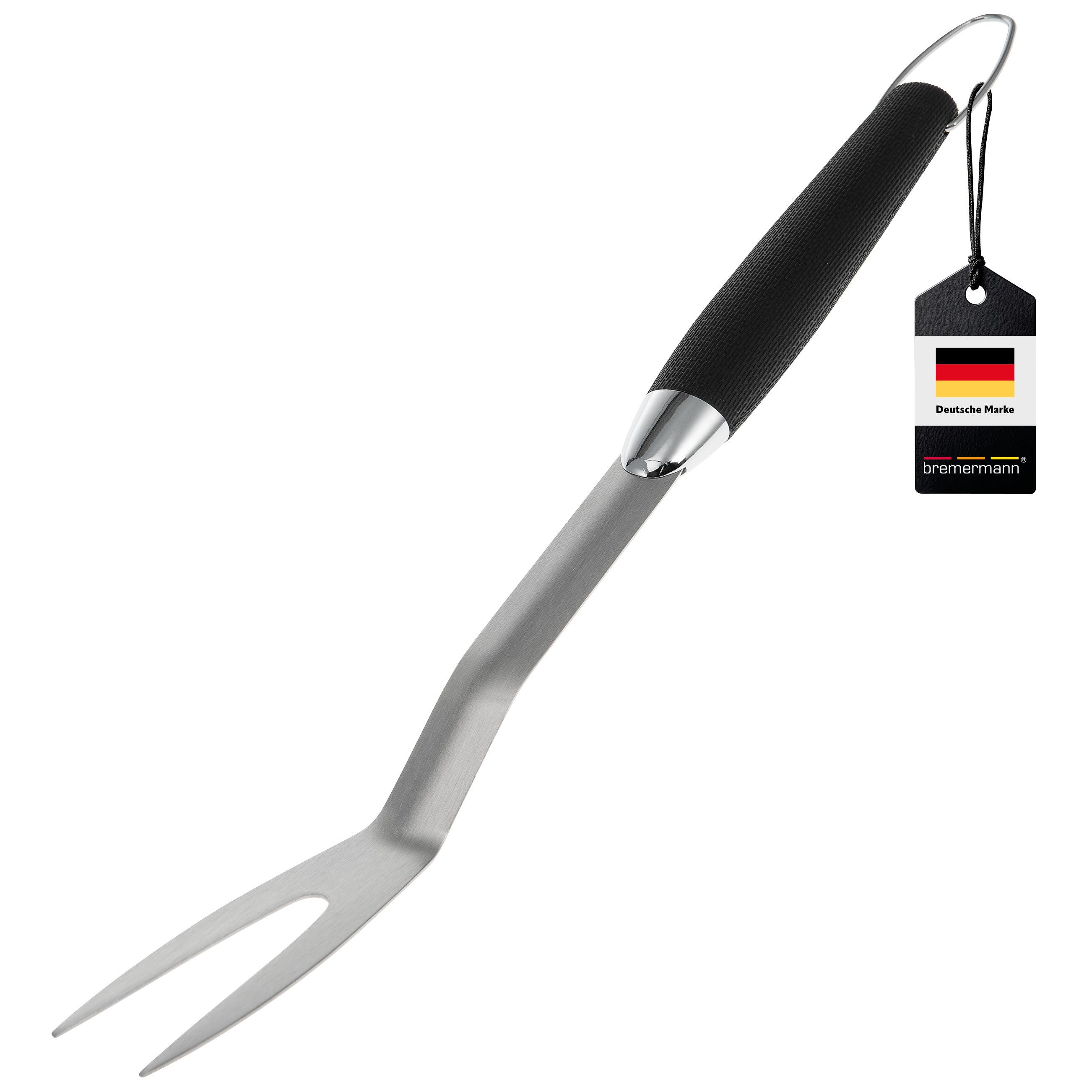 bremermann Fleischgabel Grillgabel // lange Fleischgabel aus Edelstahl mit Softgriff, mit Aufhängeöse