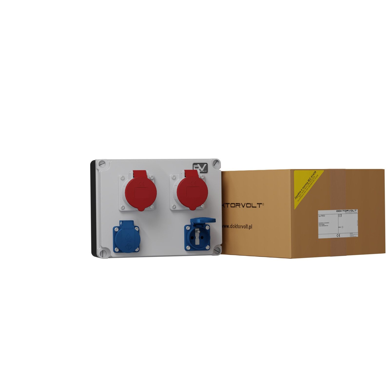 Doktorvolt Stromverteiler 2x16A 2x230V franz/belg System Baustromverteiler FRED Steckdosenverteiler