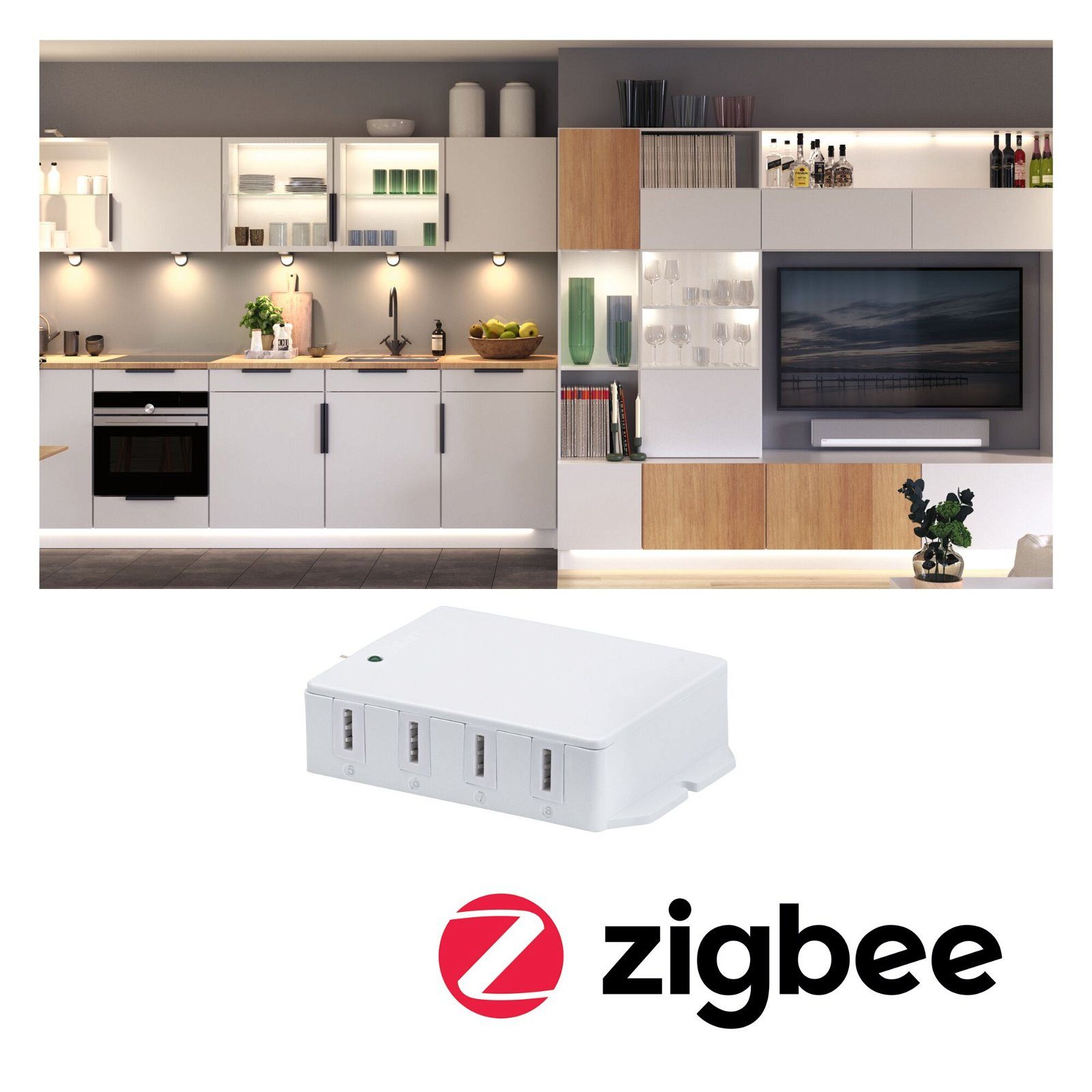 Paulmann Unterschrankleuchte Clever Connect ZigBee Connection Box + Port 12V DC Weiß, ohne Leuchtmittel, Tunable White