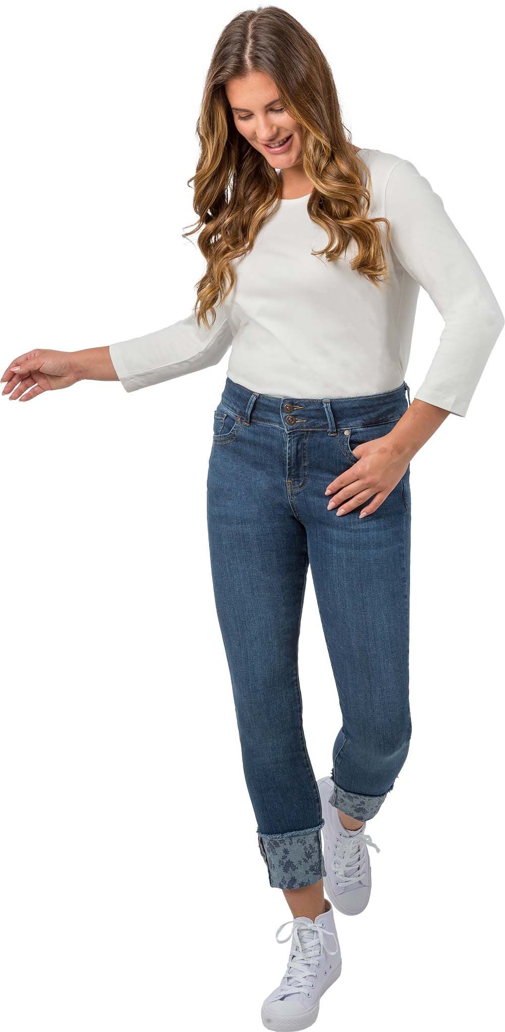 Gio Milano Caprijeans Gio-Elisa3 mit bedrucktem Saumaufschlag günstig online kaufen