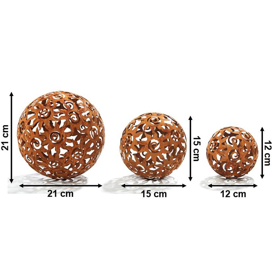 Kobolo Gartenfigur Gartenkugel KUMA Rostoptik - 3er Set, (Metall)