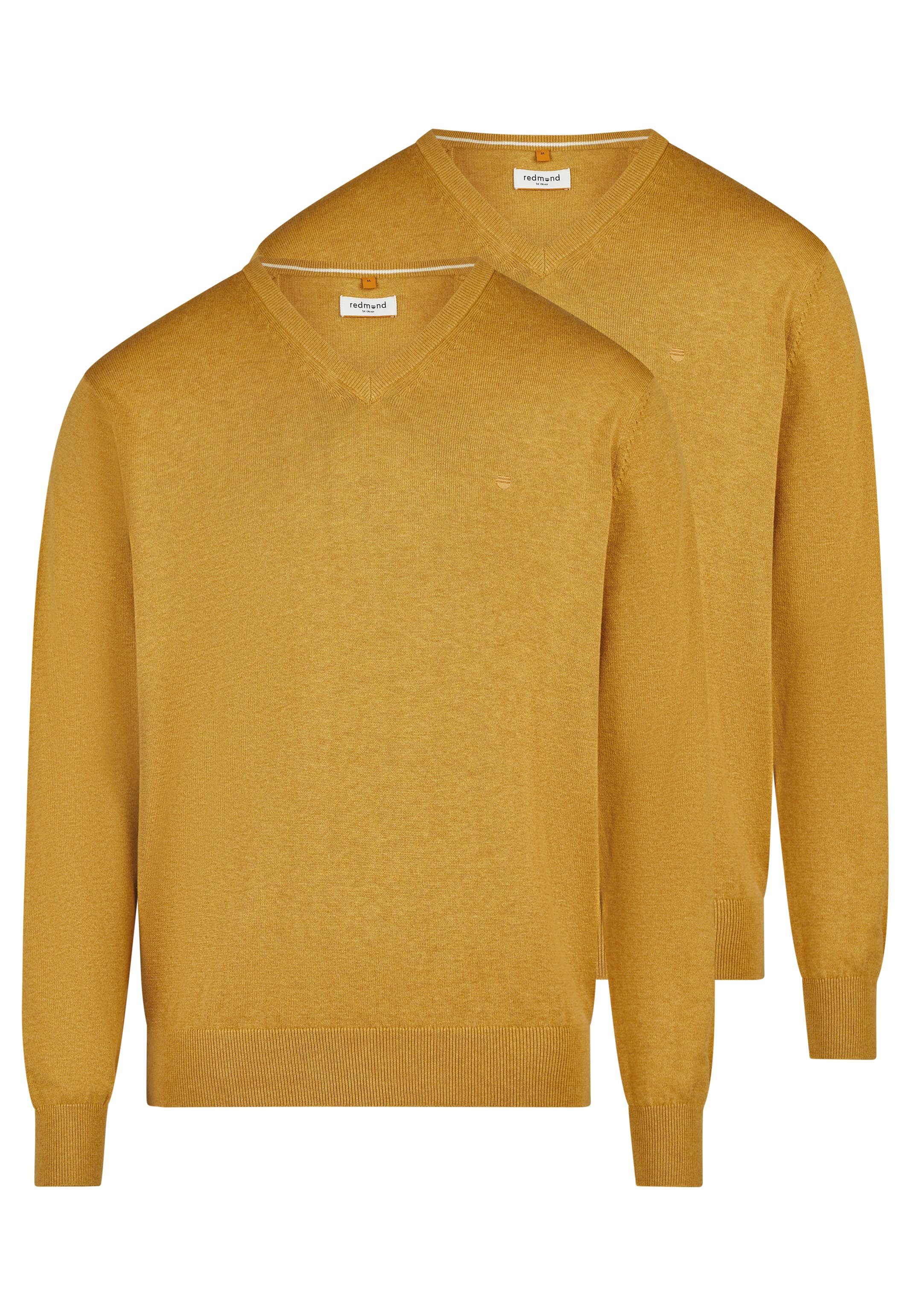 Redmond V-Ausschnitt-Pullover 2er Pack Basic (Spar-Set, 2-tlg) Pullover - Baumwolle - Atmungsaktiv - Weicher Feinstrick