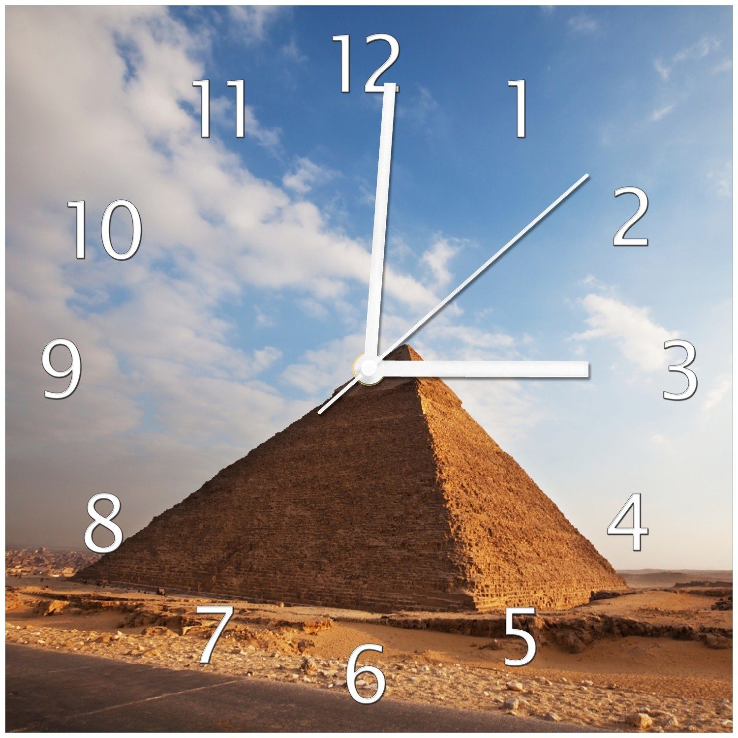 Wallario Wanduhr Alte Pyramide in Ägypten (Glasuhr)