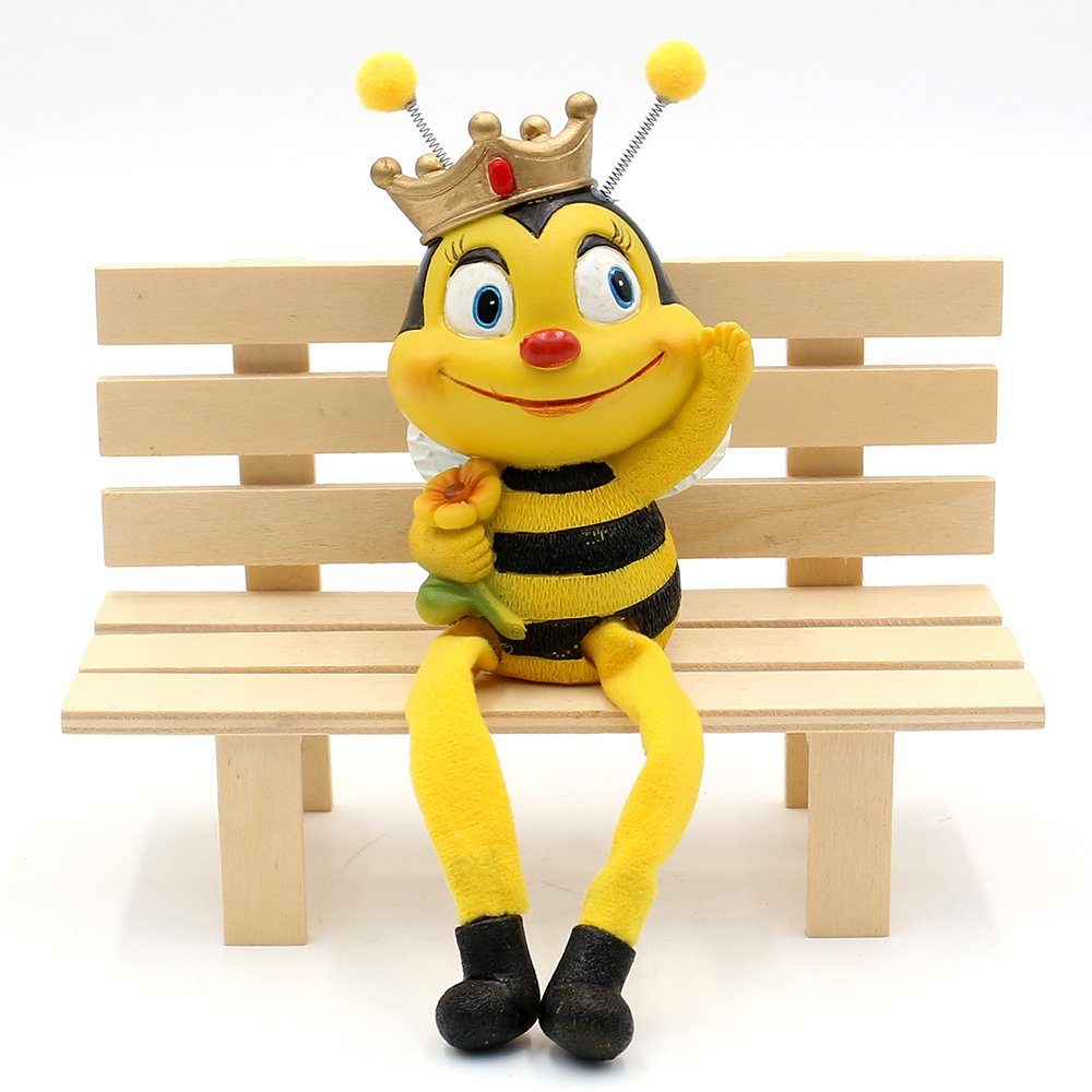 Dekohelden24 Gartenfigur Dekofigur Kantenhocker Bienen-Bienenpaar mit Blume, 2er Set, Polyresin