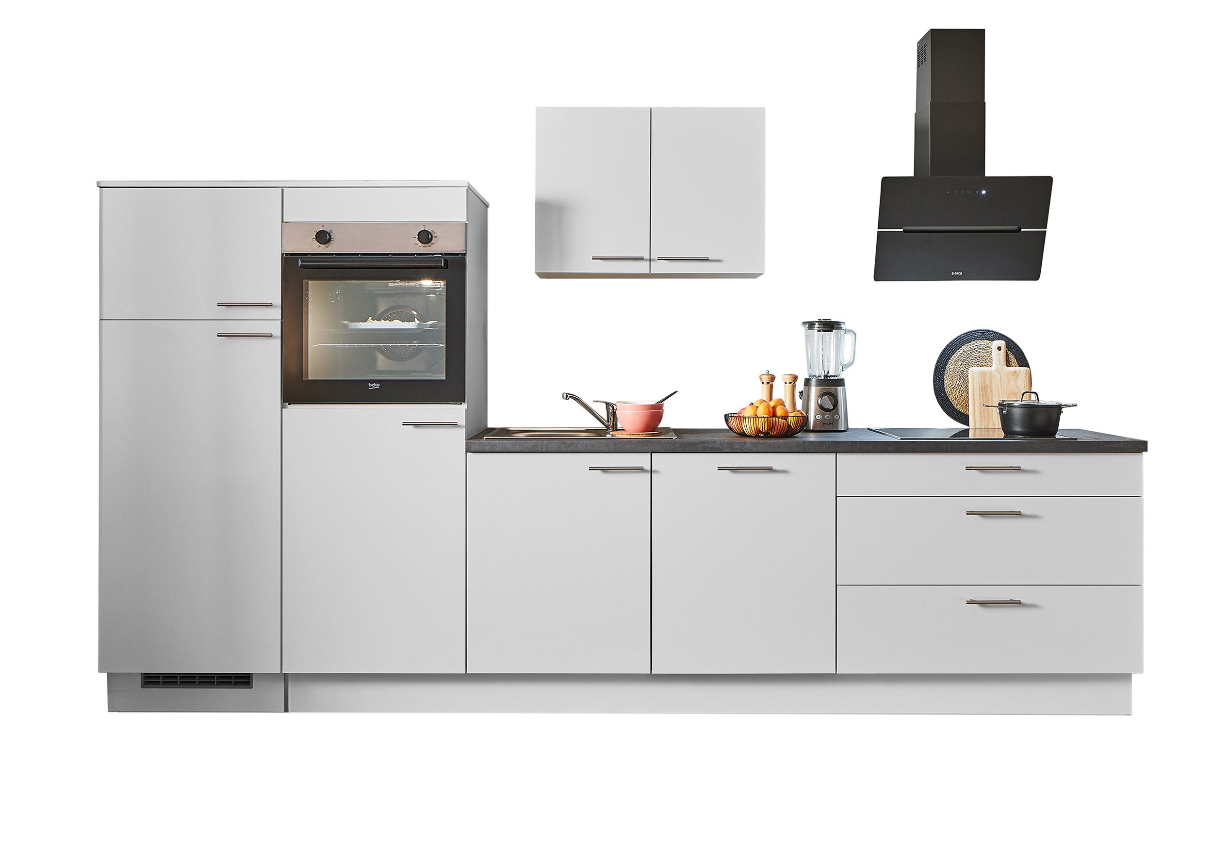 pino Кухниzeile Veas, individuell anpassbar, gratis Кухниplanung mit Profis, (Breite 320cm), vormontiert, wahlw. mit E-Geräten, Preis inkl. Lieferung