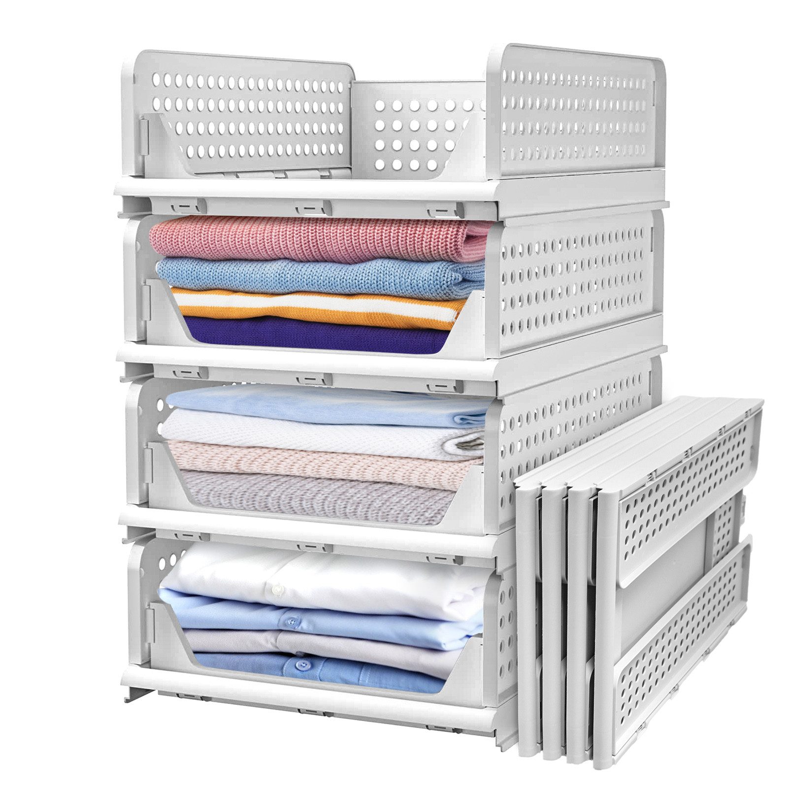 Aufbewahrungsbox 4er Schubladenbox Stapelbare Kleiderschrank Organizer Faltbaren Regal