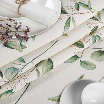 ANRO Tischdecke aus Stoff mit Blumen Pflanzen wasserabweisend Tischtuch Tischwäsche, mit Acryl Beschichtung