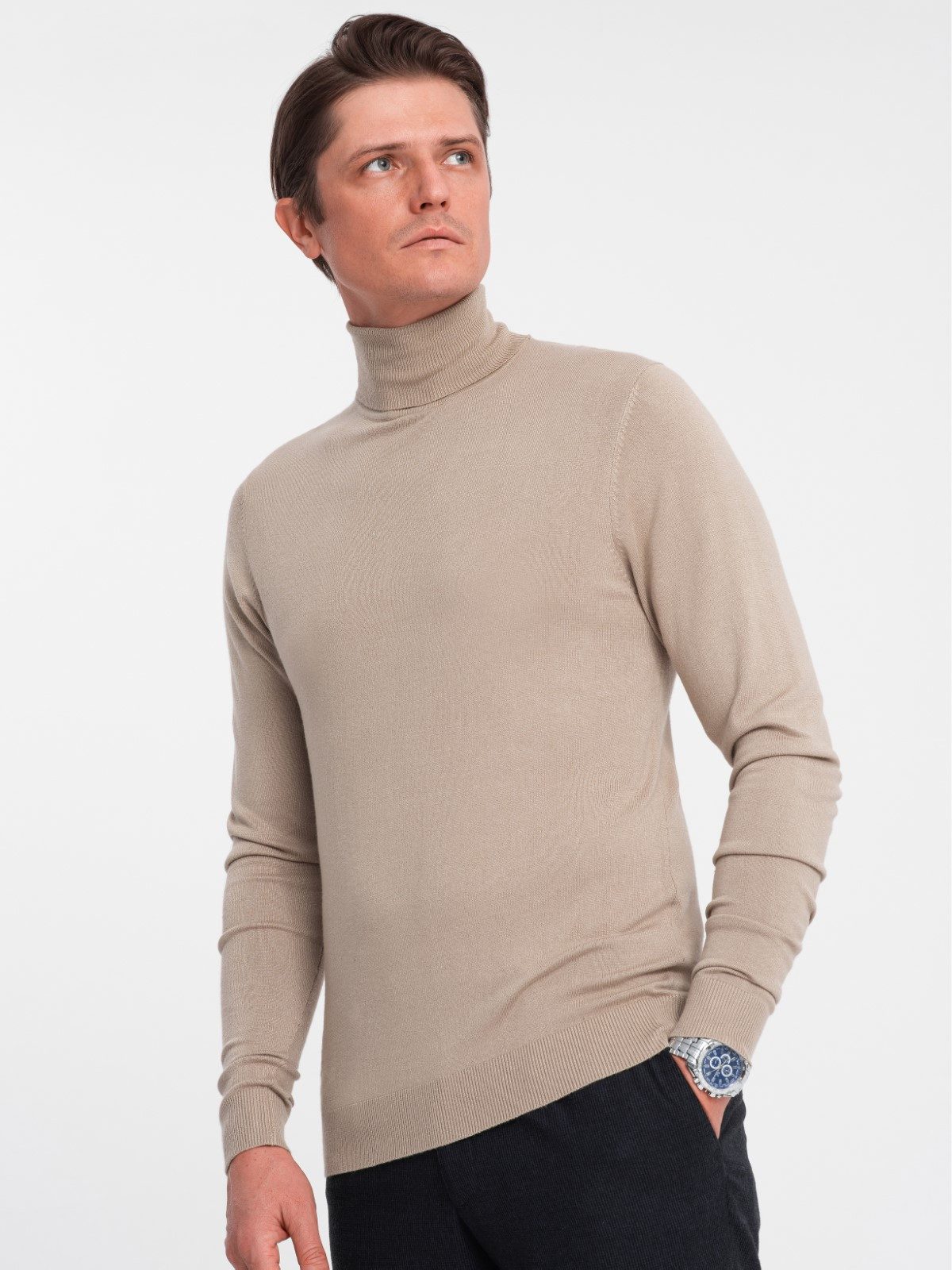 Rollkragenpullover Gestrickter Rollkragenpullover für Herren mit Viskose