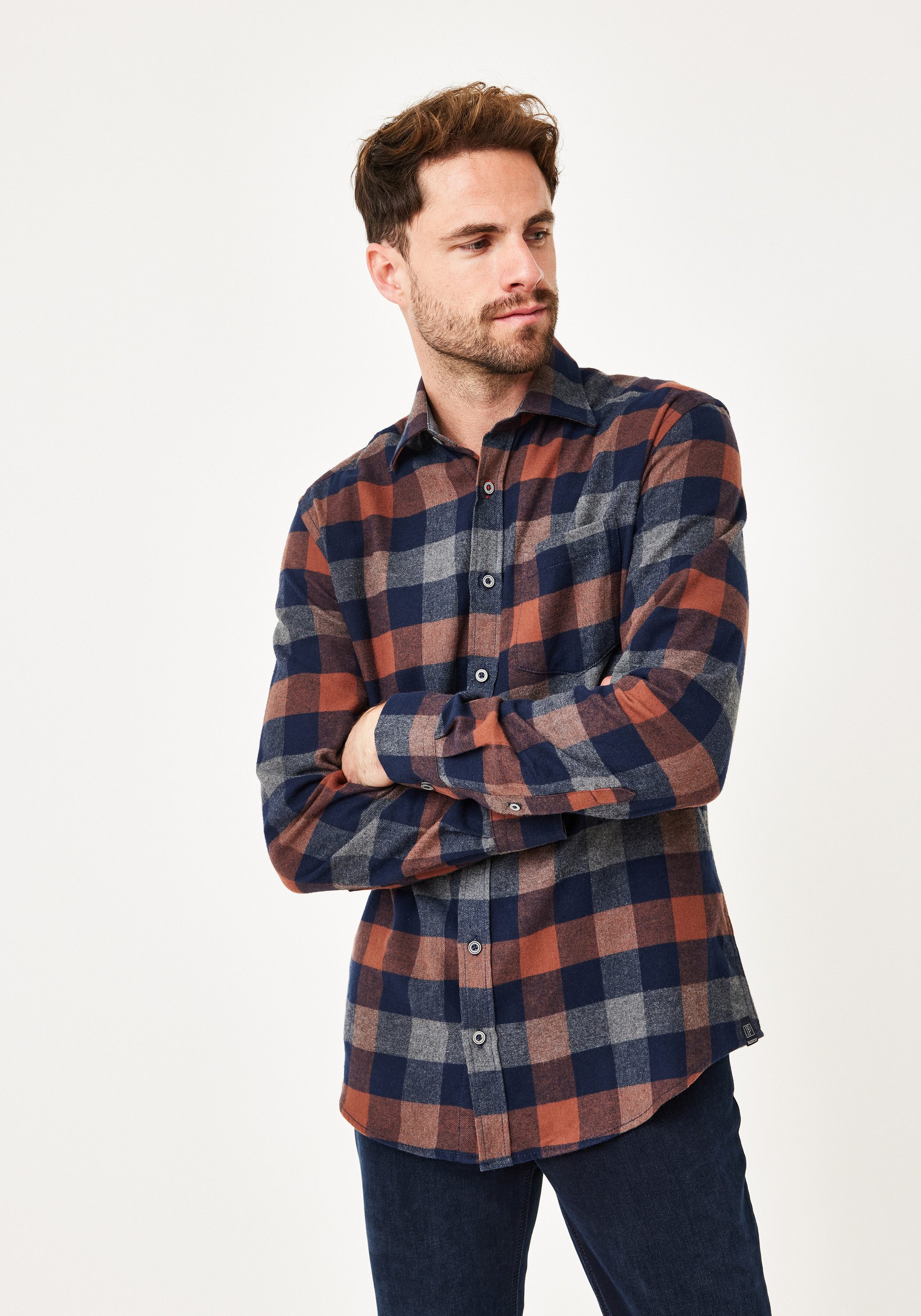 Paddock's Langarmhemd Kariertes Regular Fit Langarmhemd