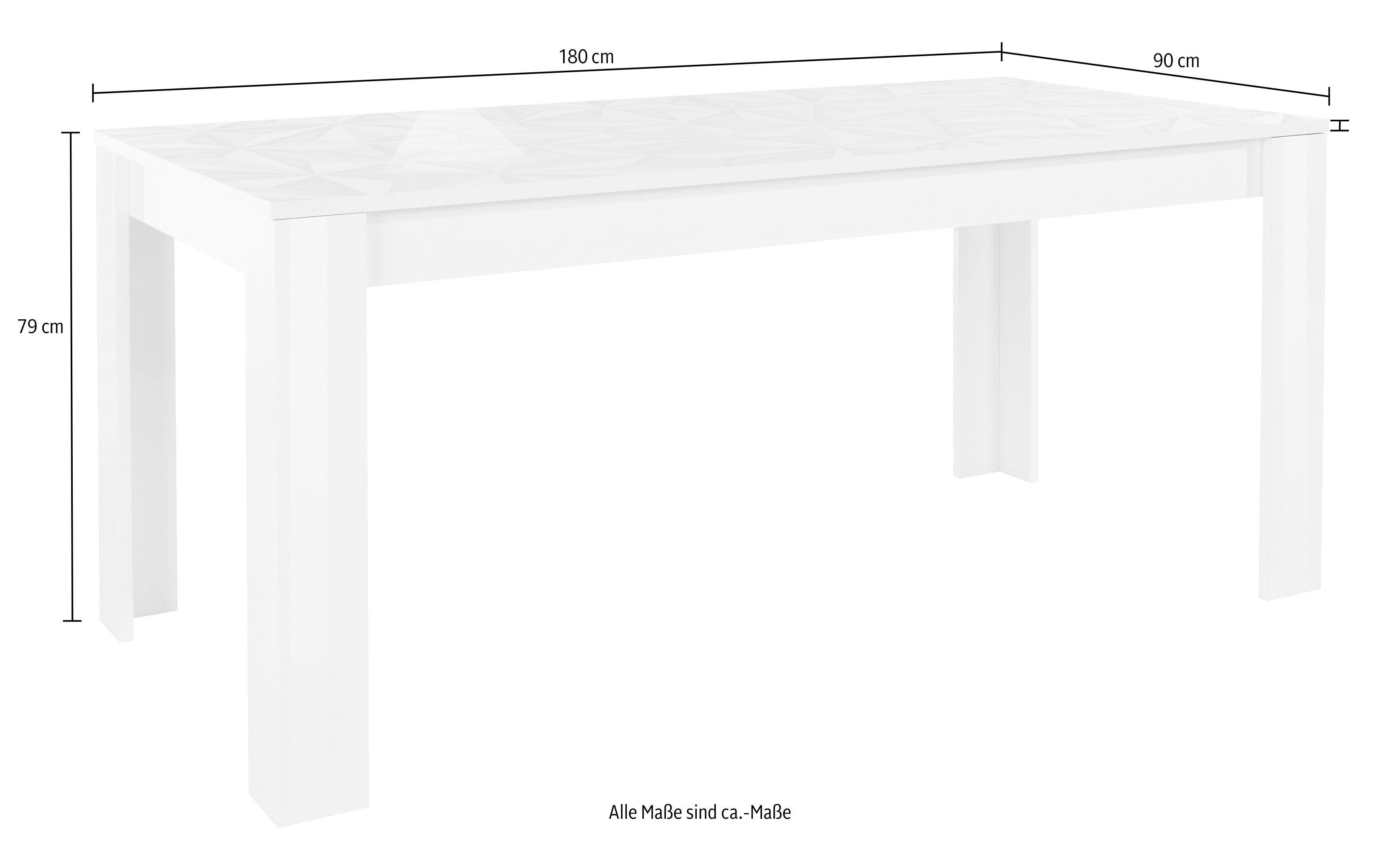 Home affaire Esstisch Prisma 180x90 cm, Küchentisch, Esszimmertisch, rechteckig, Tischplatte Stärke 22 mm u. mit elegantem Siebdruck, Farbauswahl