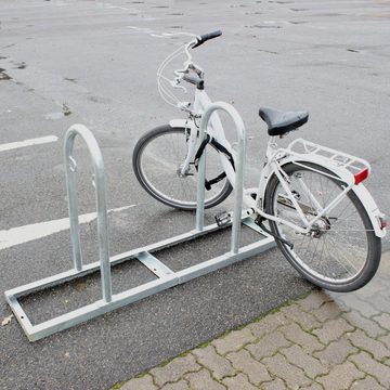 TRUTZHOLM Fahrradständer 2x Fahrradanlehnbügel 90 x 84 cm feuerverzinkt grau mit Bodenrahmen (Stück, 2-St), Stahlrohrbügel