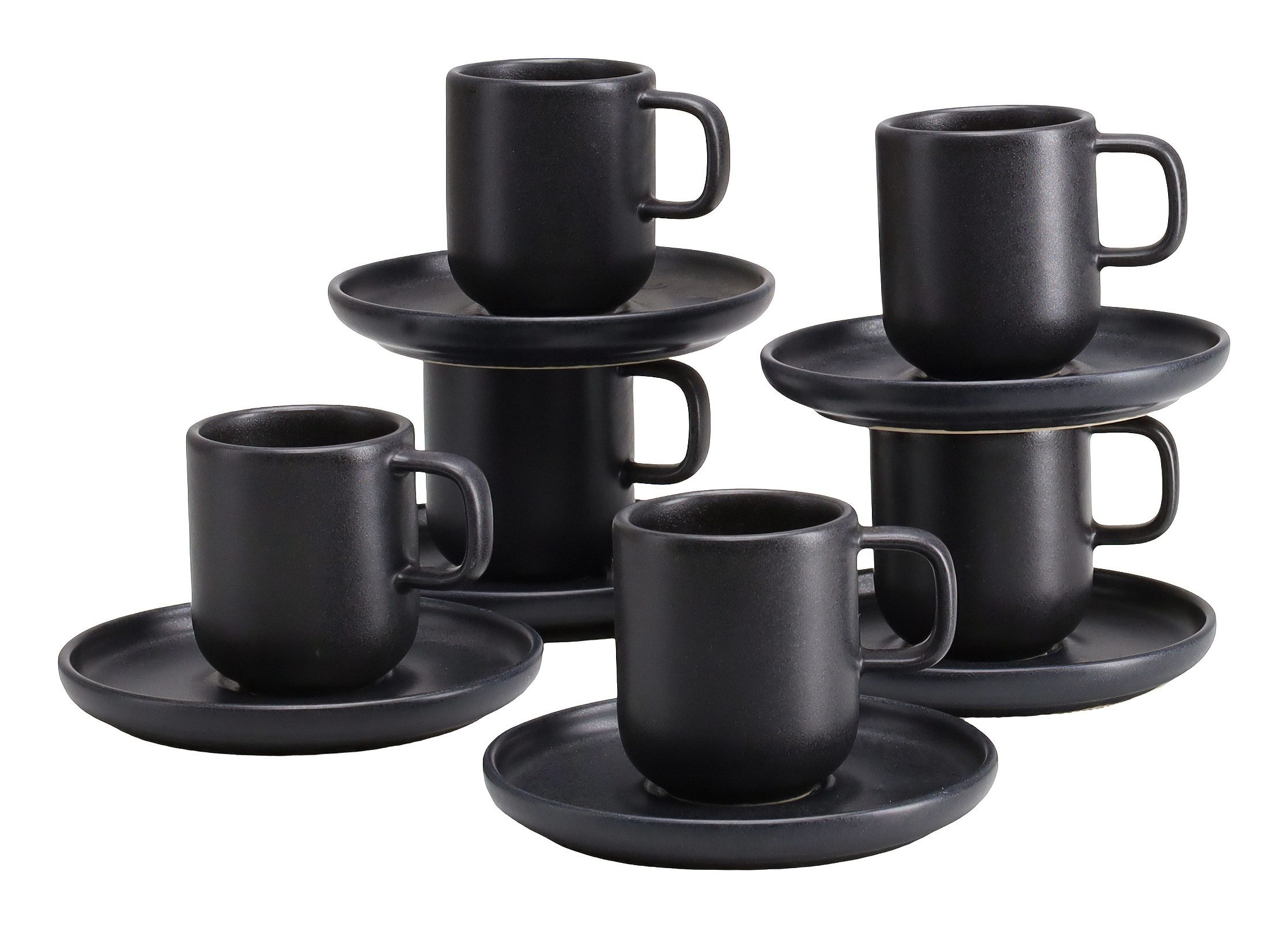 CreaTable Espressotasse Uno Schwarz, 12-tlg., Steinzeug