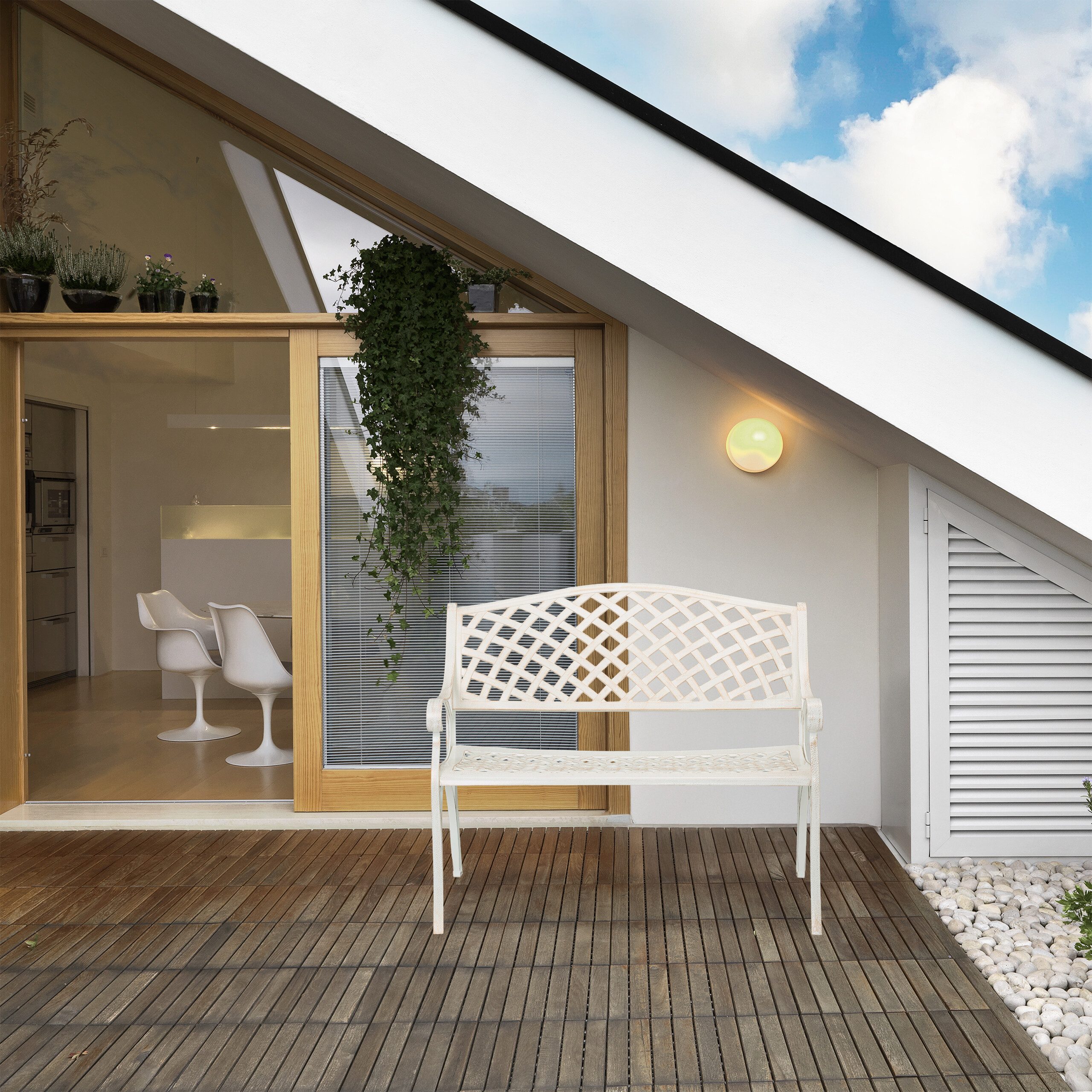 relaxdays Gartenbank antik weiß günstig online kaufen
