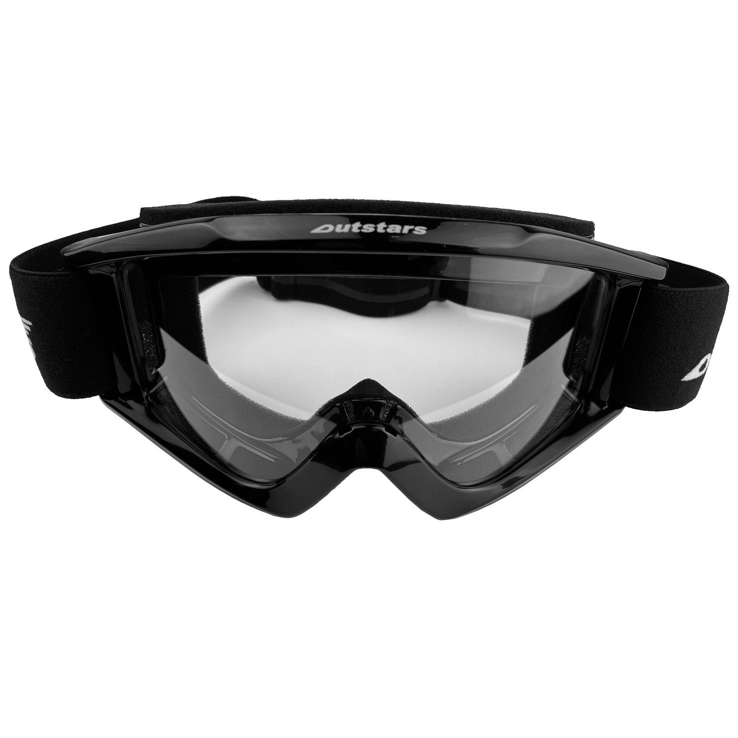 OUTSTARS Motorradbrille RO 4060 Crossbrille mit klarer Sichtscheibe und Belüftung, schwarz, auswechselbare Brillenscheibe