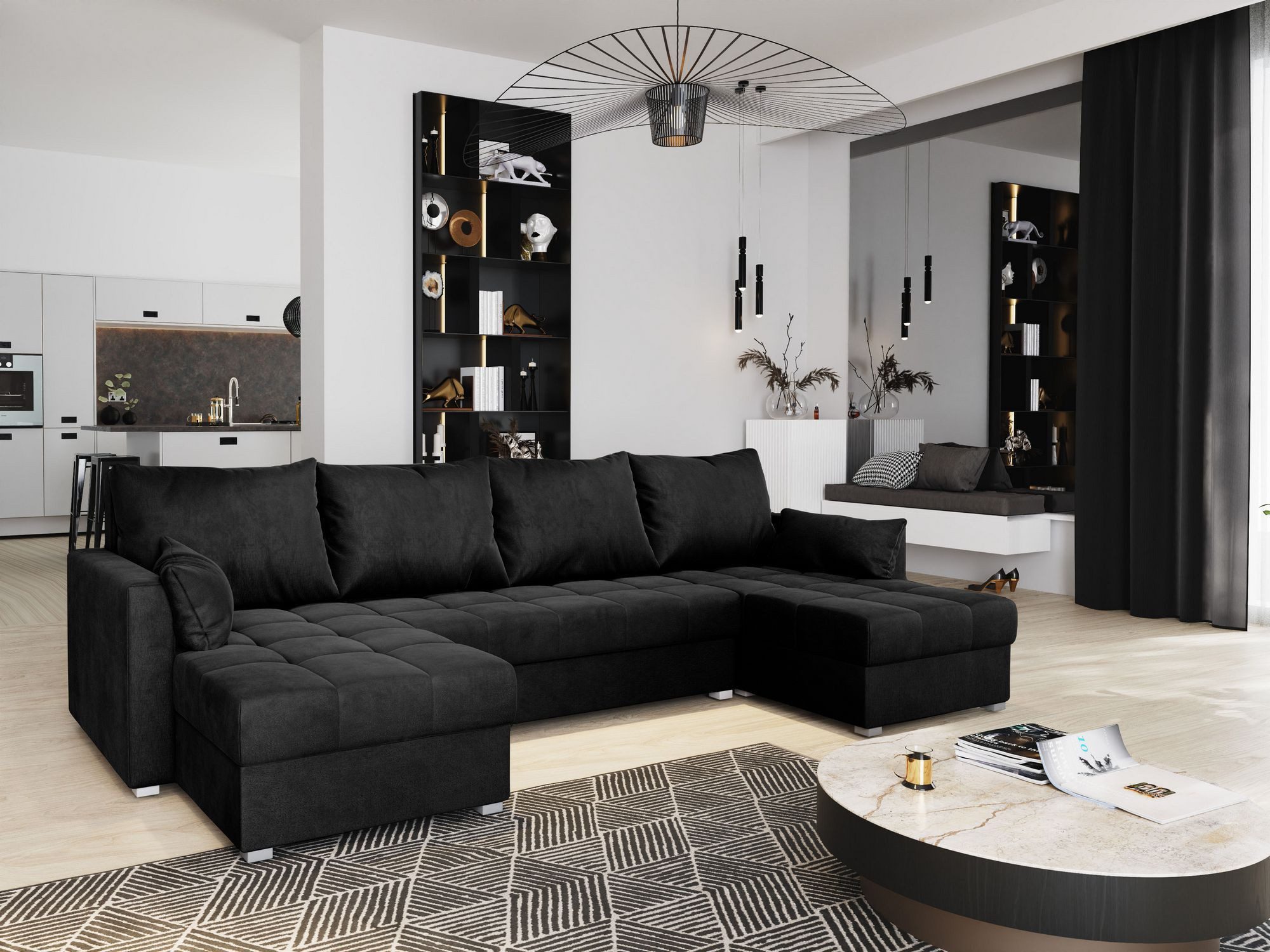 Masseno Ecksofa NAKO mit Schlaffunktion U-Form, Sofa mit Bettkasten günstig online kaufen