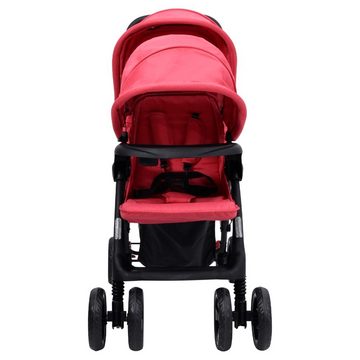 vidaXL Kinder-Buggy Tandem-Zwillingskinderwagen Rot Stahl