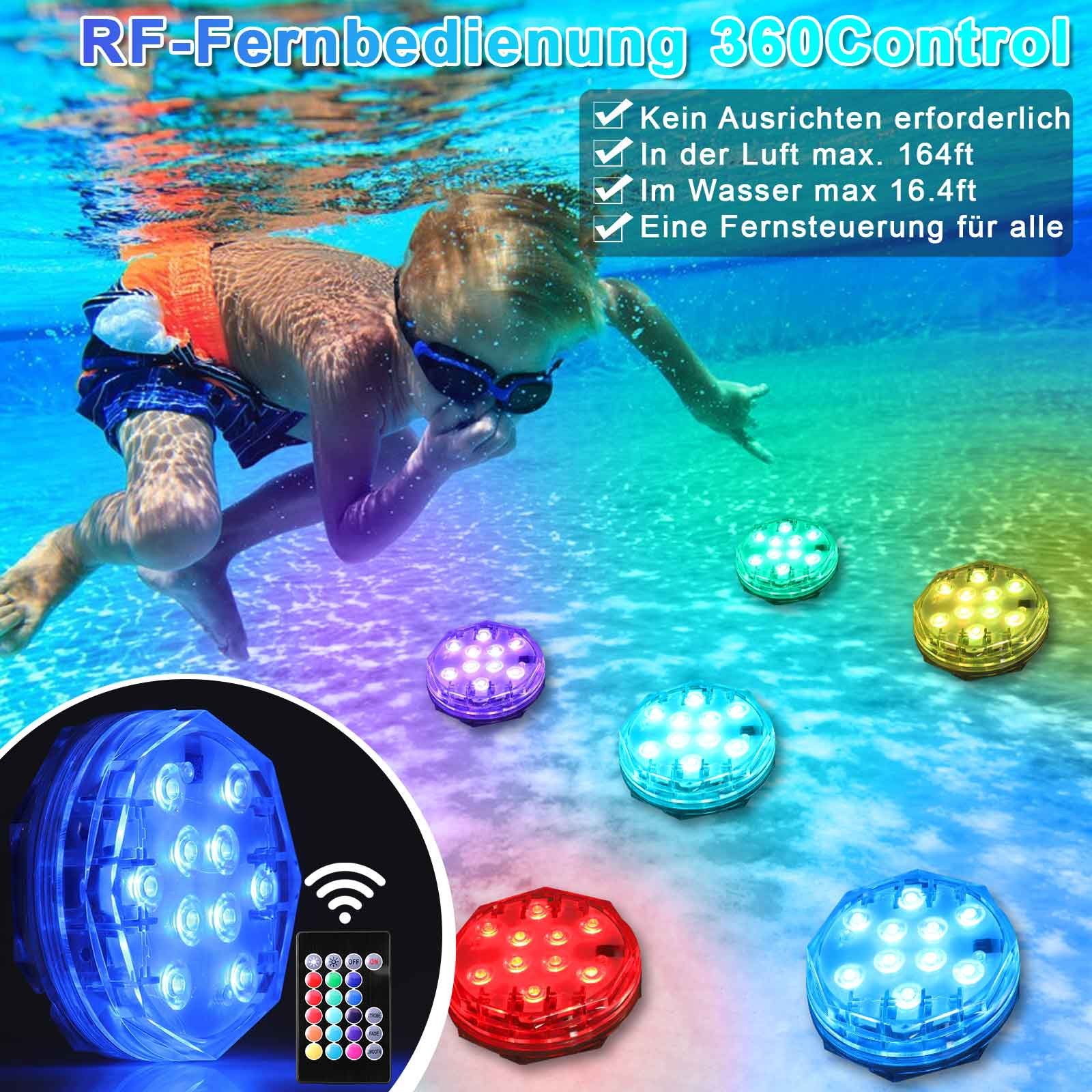 MUPOO Pool-Lampe IP68 LED Unterwasserleuchte RGB, Pool Beleuchtungen mit Fe günstig online kaufen