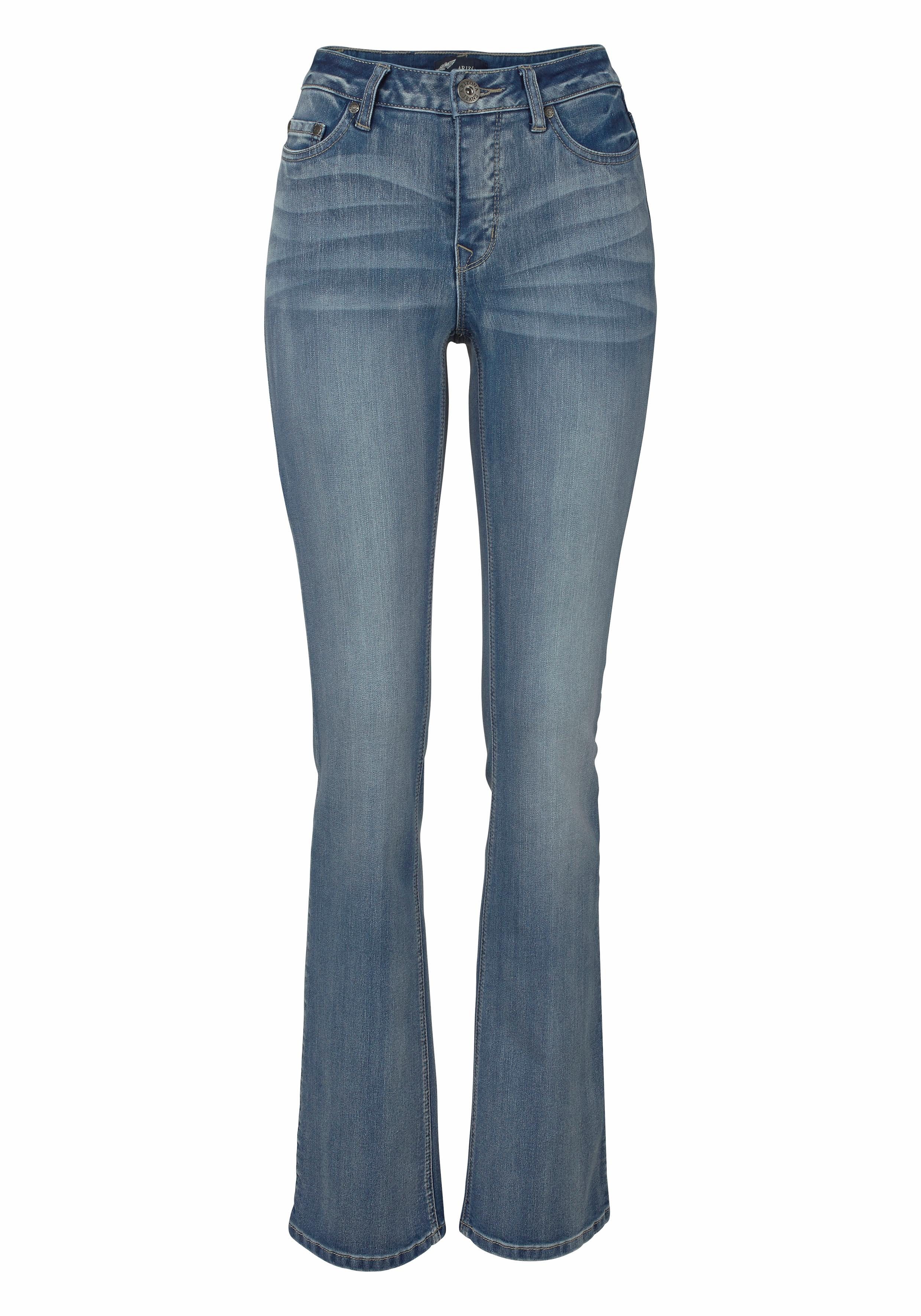 Damen Jeans Arizona Bootcut-Jeans Baby Bootcut High Waist