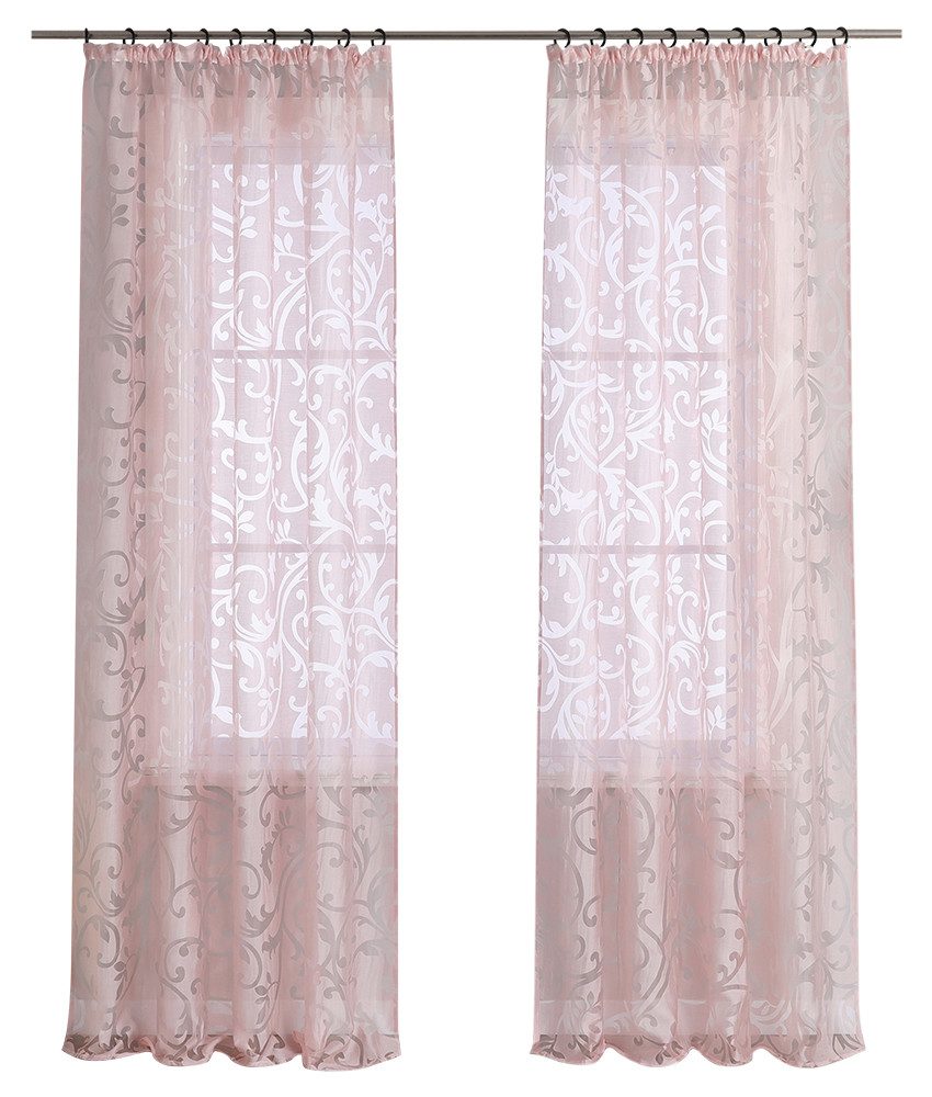 Joyswahl Gardine Jessica (1 St), Kräuselband, Voile Ausbrenner mit Ranken günstig online kaufen