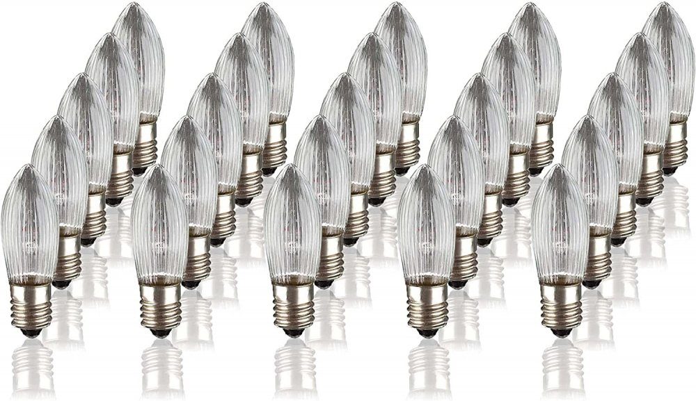 Hellum LED-Leuchtmittel Hellum 25 x Riffelkerze E10 23V 3W klar