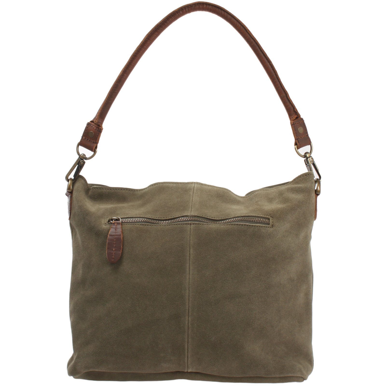 LECONI Schultertasche Handtsche Umhängetasche Damen Ledertasche Veloursleder LE0039, viele Fächer - längenverstellbarer Riemen - 41 × 32 × 10 cm