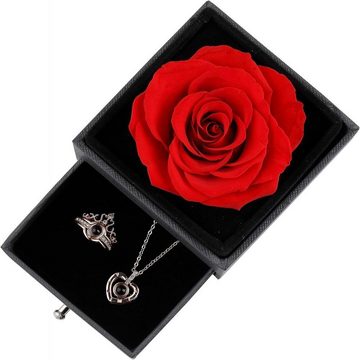 Gontence Charm-Ketten-Set Ewige Rose mit Herz Halskette, Infinity Rosen