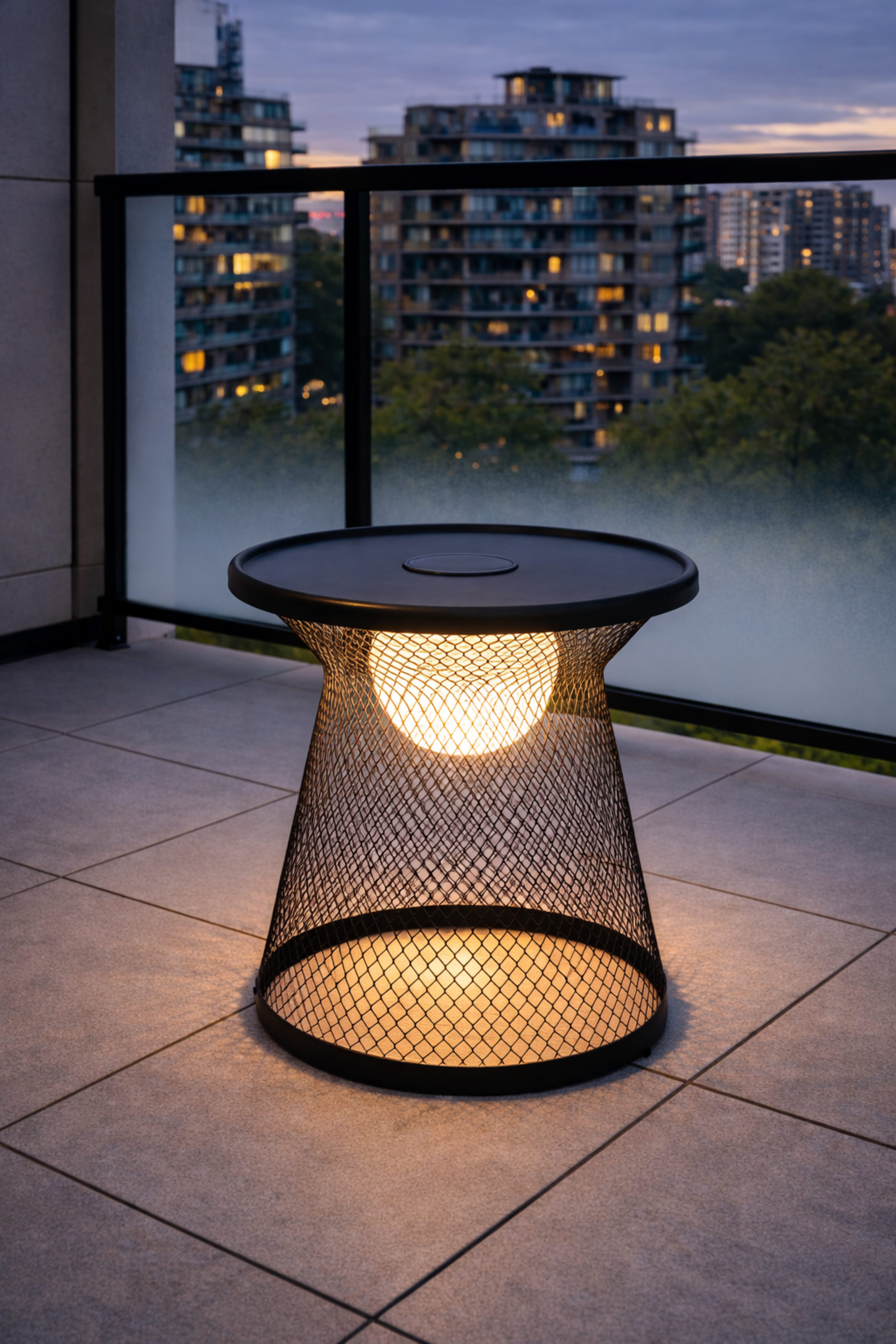 Leco LED Außen-Stehlampe Solarleuchte / Solartisch LUNA, LED fest integriert, warmweiß, 3000k, Stehleuchte, Tisch, Beistelltisch