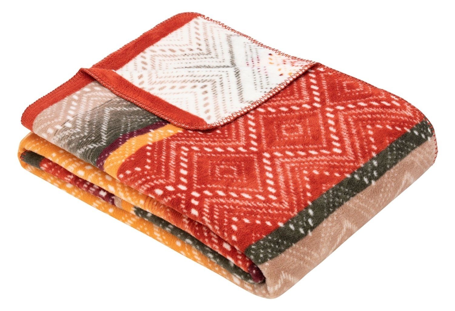 Wohndecke KINSHASA, Rot, Braun, Orange, 150 x 200 cm | Wohndecken