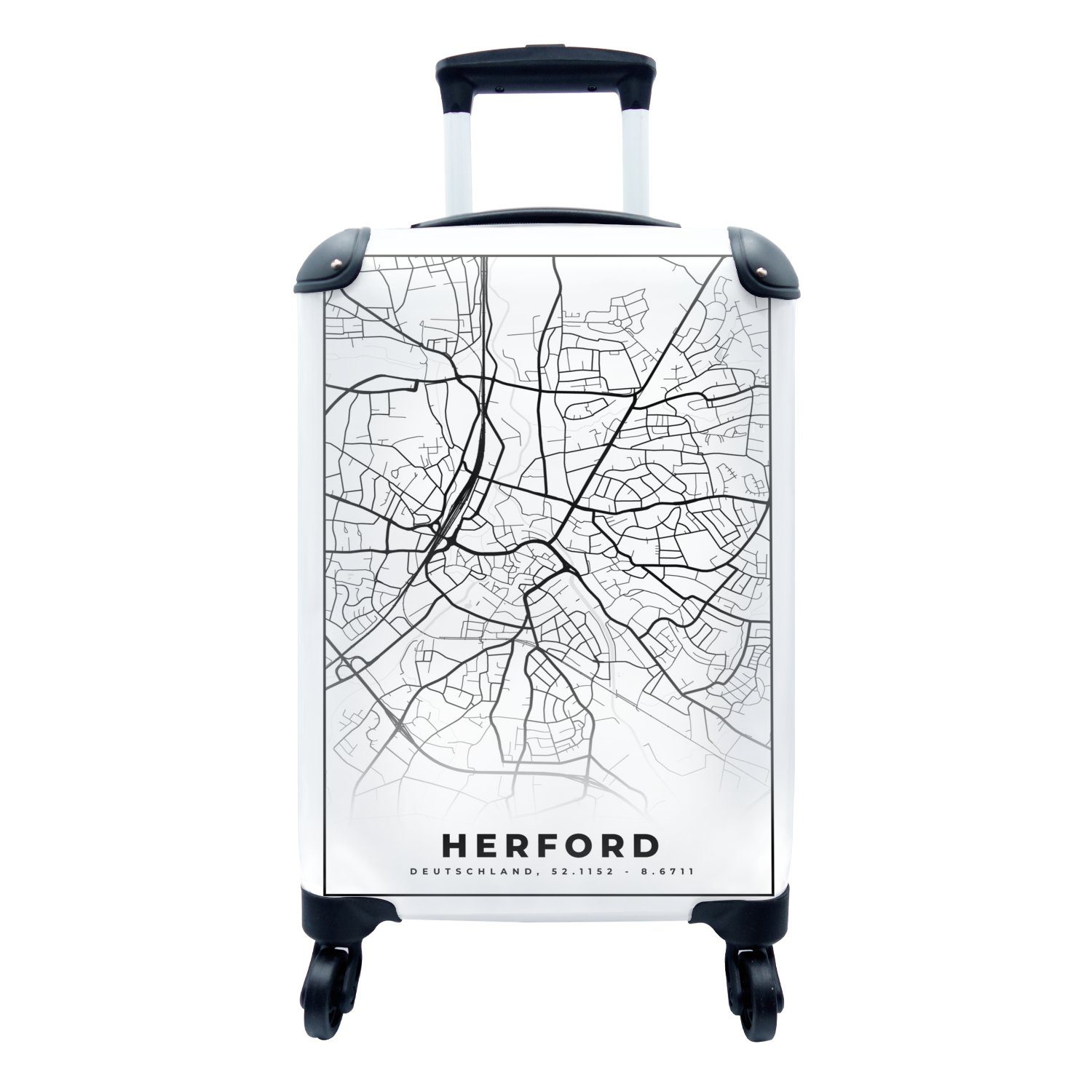 MuchoWow Handgepäckkoffer Karte - Herford - Stadtplan, 4 Rollen, Reisetasche mit rollen, Handgepäck für Ferien, Trolley, Reisekoffer