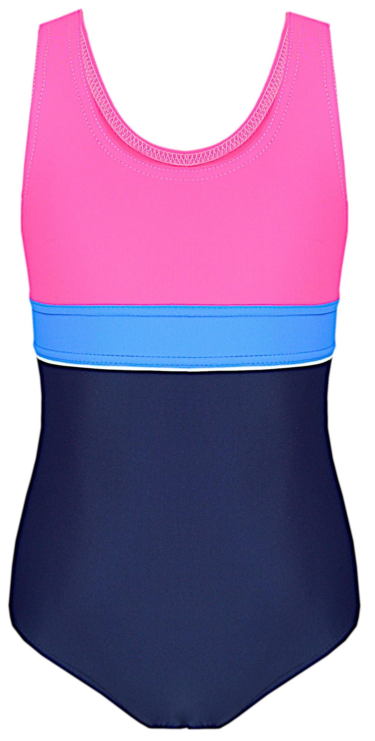 Aquarti Badeanzug / Dunkelblau Ringerrücken mit Blau 025 Pink Aquarti Mädchen / Badeanzug