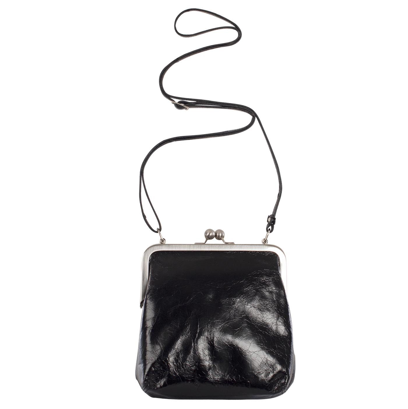 VOLKER LANG Schultertasche IDA  Elegante Damen Bügeltasche aus italienischem Leder