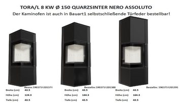 Kratki Kaminofen KAMINOFEN TORA/L 8 KW QUARZSINTER NERO ASSOLUTO MIT TÜRFEDER BA1, 8,00 kW