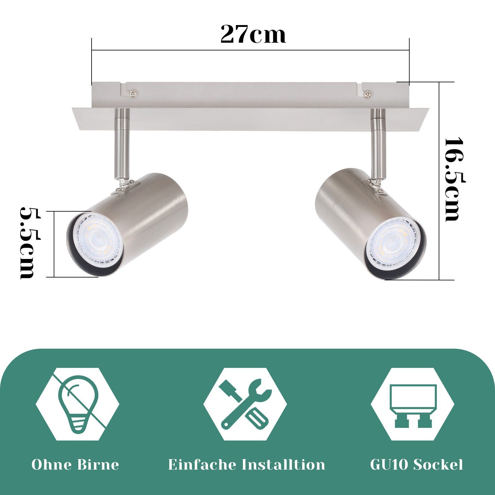 fest Deckenleuchte LED 1/2/3/4 Deckenstrahler Modern, integriert, 330°Schwenkbar GU10 Flammig LED ZMH Flur Schwenkbar