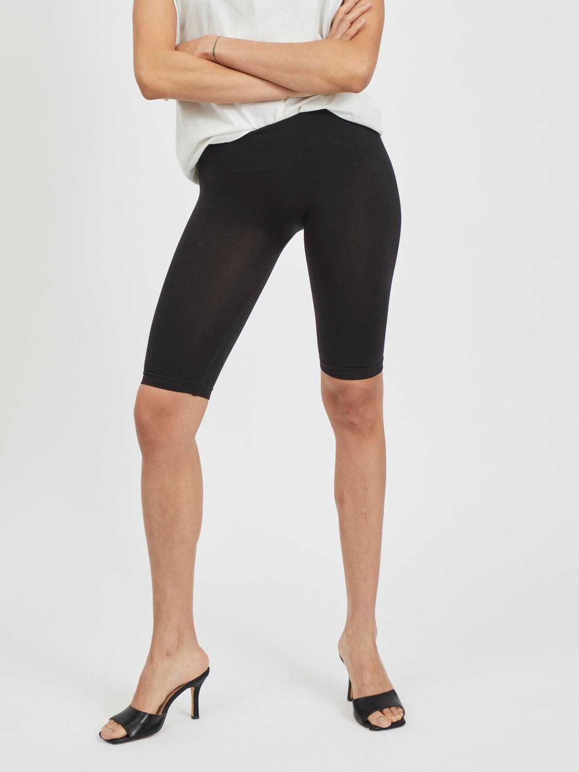 Vila Leggings Legging Gerippt Bund Figurformend (1-tlg) VISEAM SHORTS - NOOS