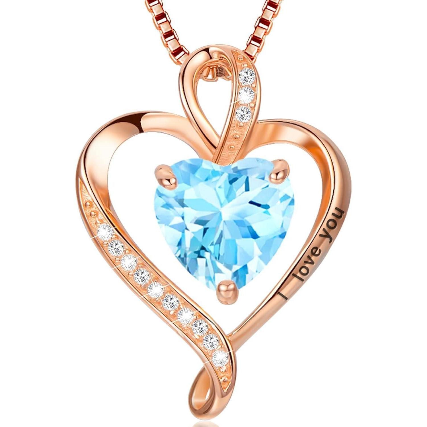 LuxusKollektion Herzkette Herz Kette Damen Silber 925 I love you Gravur Rosegold
