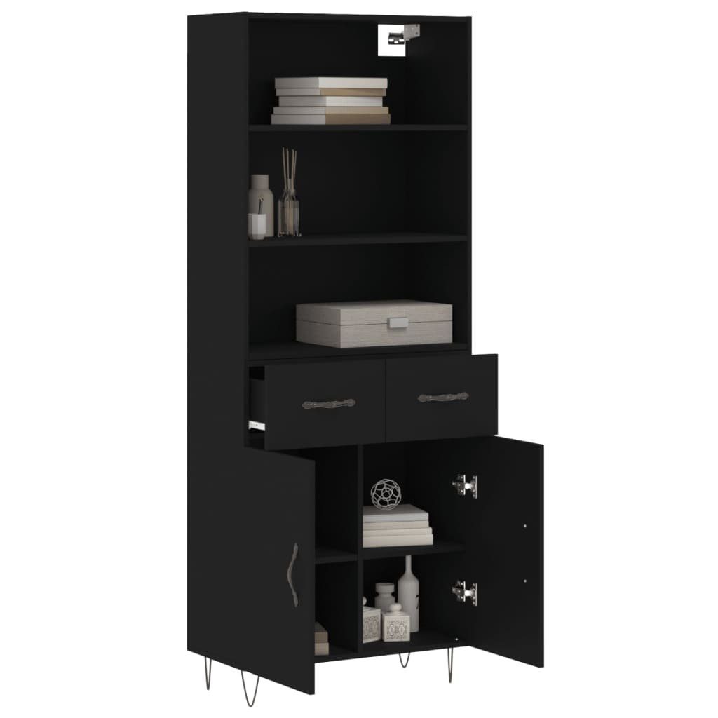 vidaXL Regal Holzwerksto Highboard Hochschrank Kleiderschrank cm Schrank Schwarz 69,5x34x180