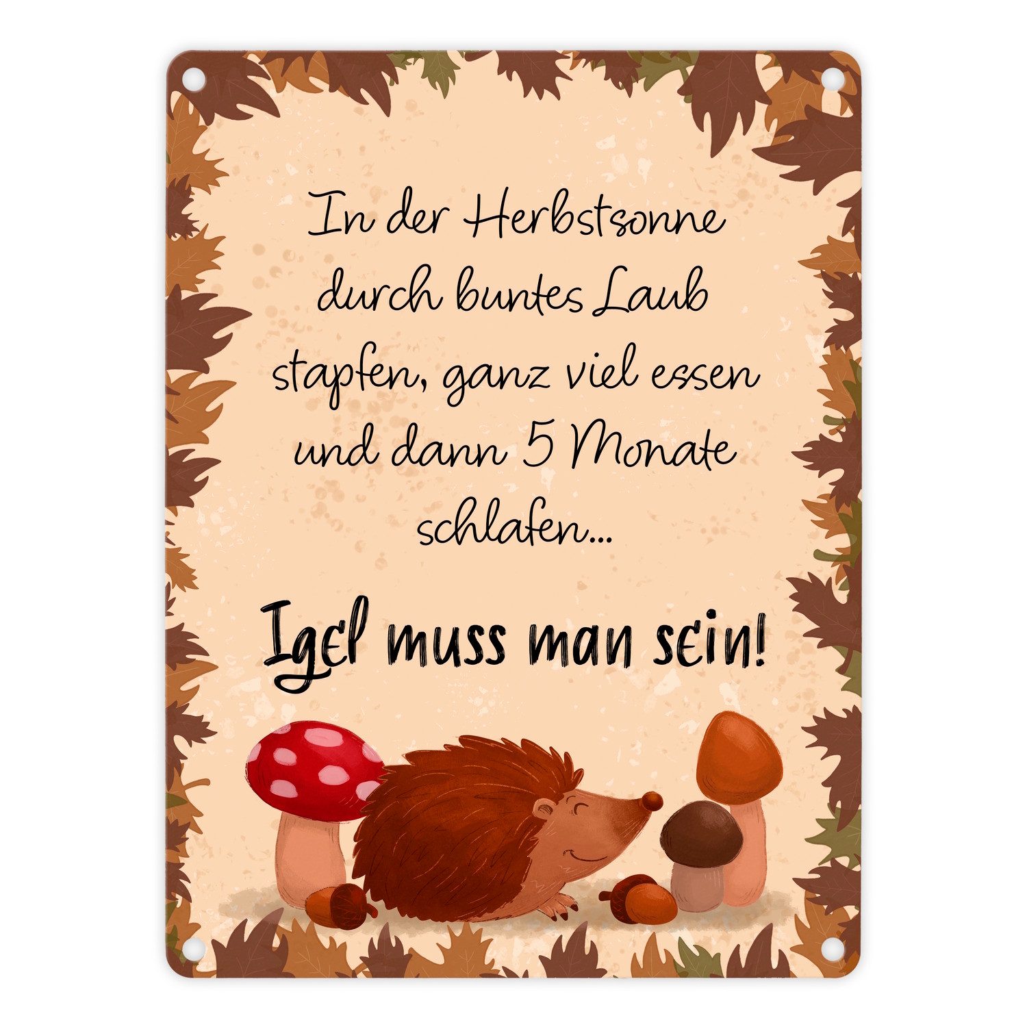 speecheese Metallschild Winterschlaf Herbst Metallschild in 15x20 cm mit Sp günstig online kaufen