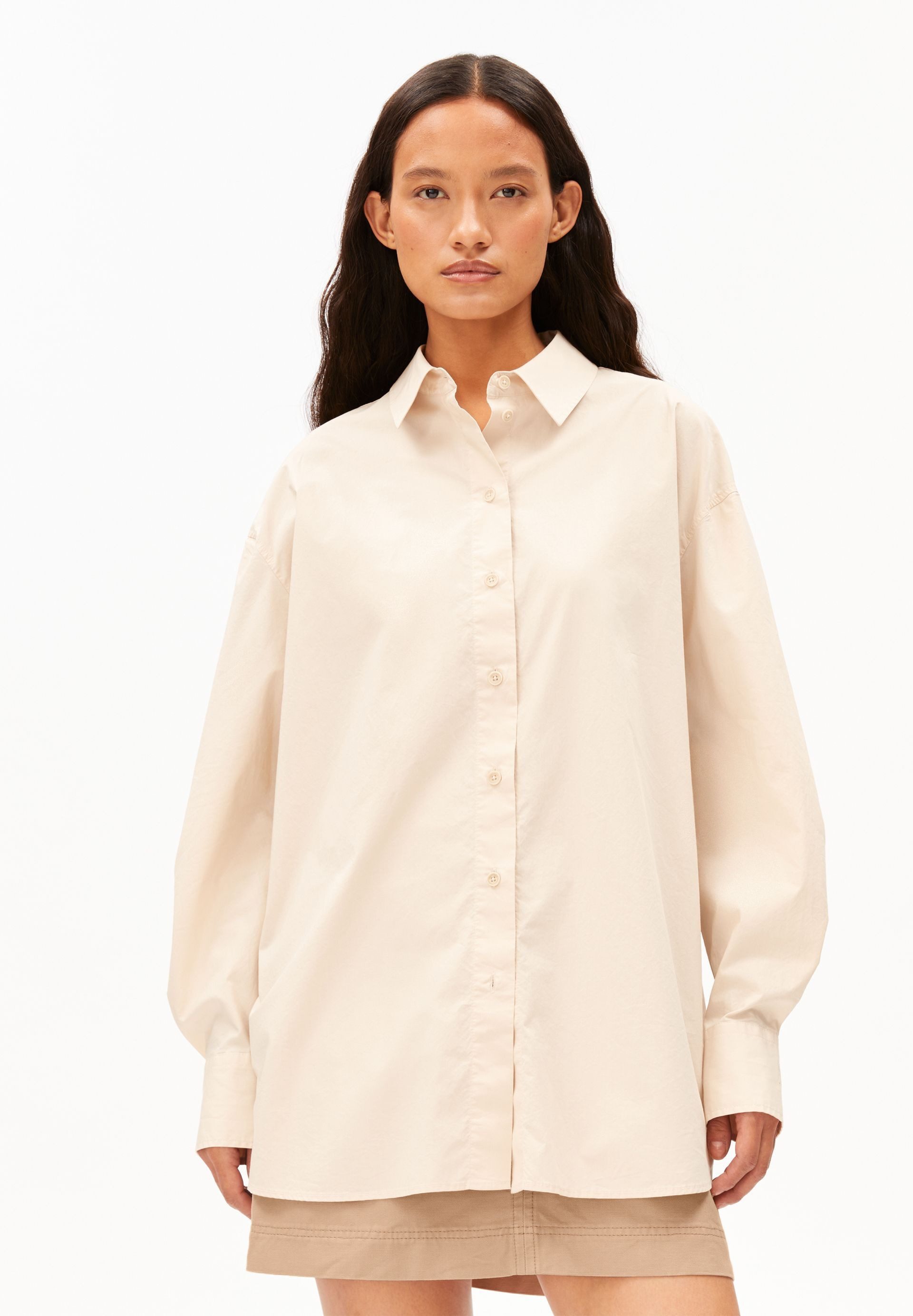 Armedangels Langarmbluse BARREL SLEEVE POPLIN Bluse aus Bio-Baumwolle Oversized Fit