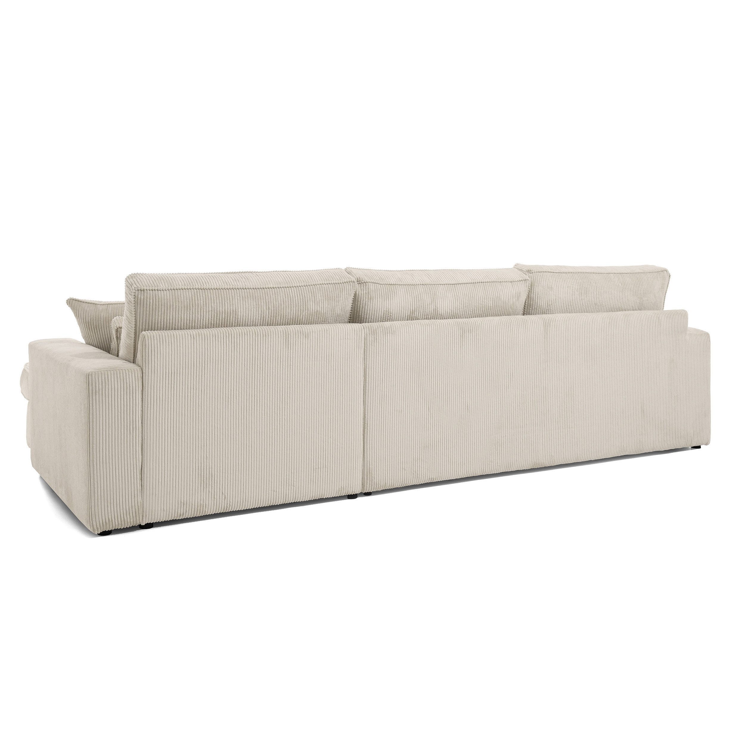 Beautysofa Ecksofa Pablo mit abgerundeter Ottoman, Polsterecke im modernen Design, viele Farben, mit Kissen