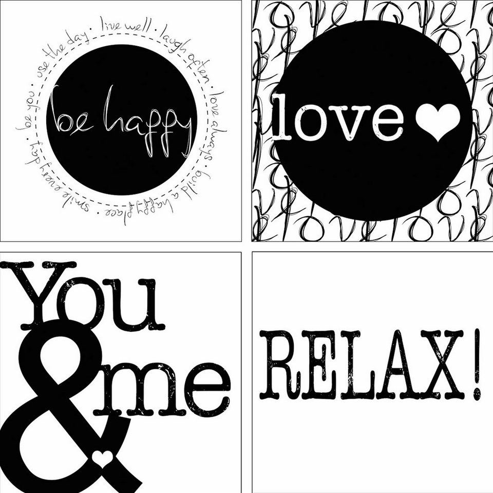 Home Affaire Leinwandbild Jule Frohlich Liebe Ii Du Ich Ii Entspannen Set 4x 30 30 Cm Online Kaufen Otto