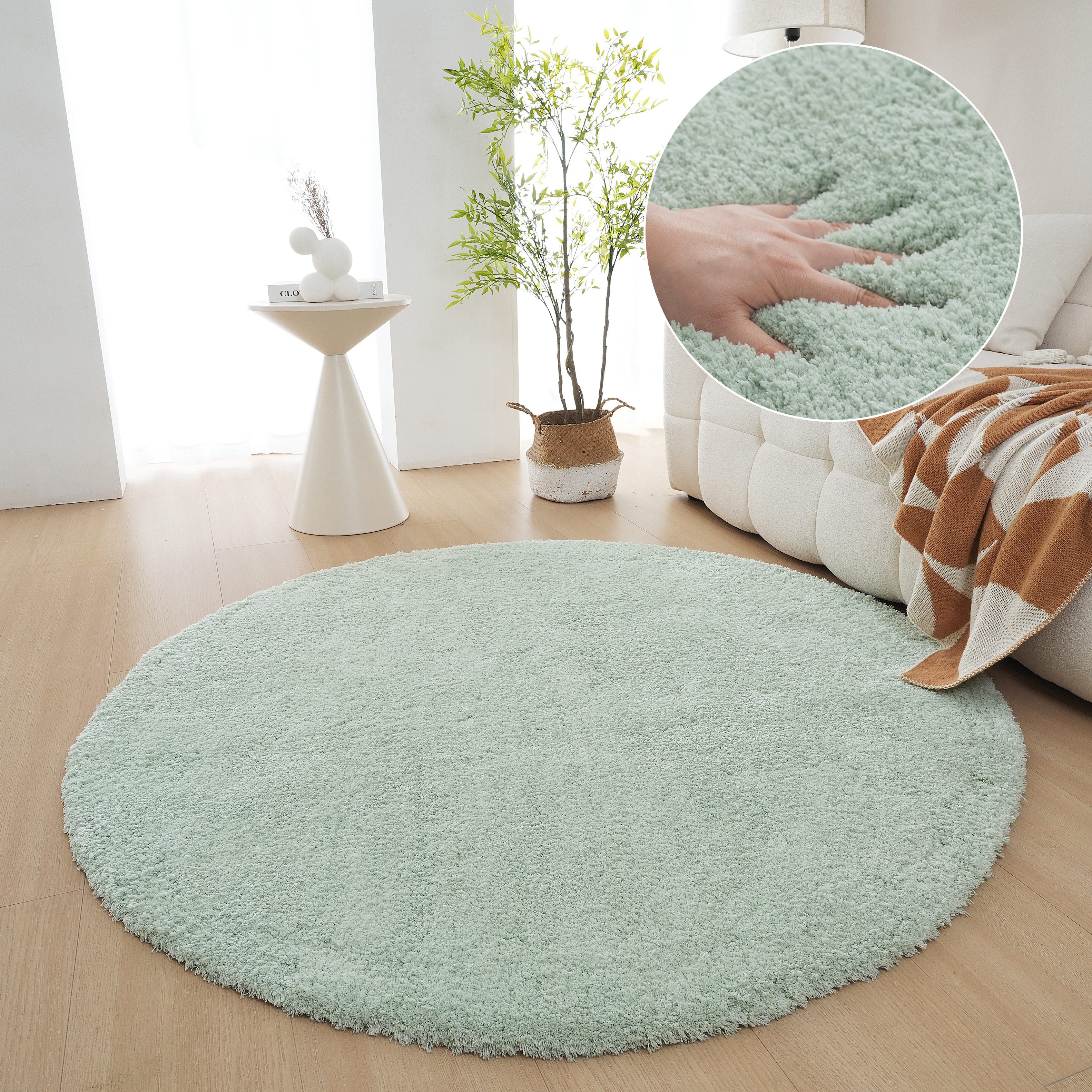 OTTO home Hochflor-Teppich Microfaser Teppich Magong, besonders weich, sehr feiner Flor, rund, Höhe: 25 mm, unifarben, weiche Teppiche, Wohnzimmer, Schlafzimmer, Kinderzimmer
