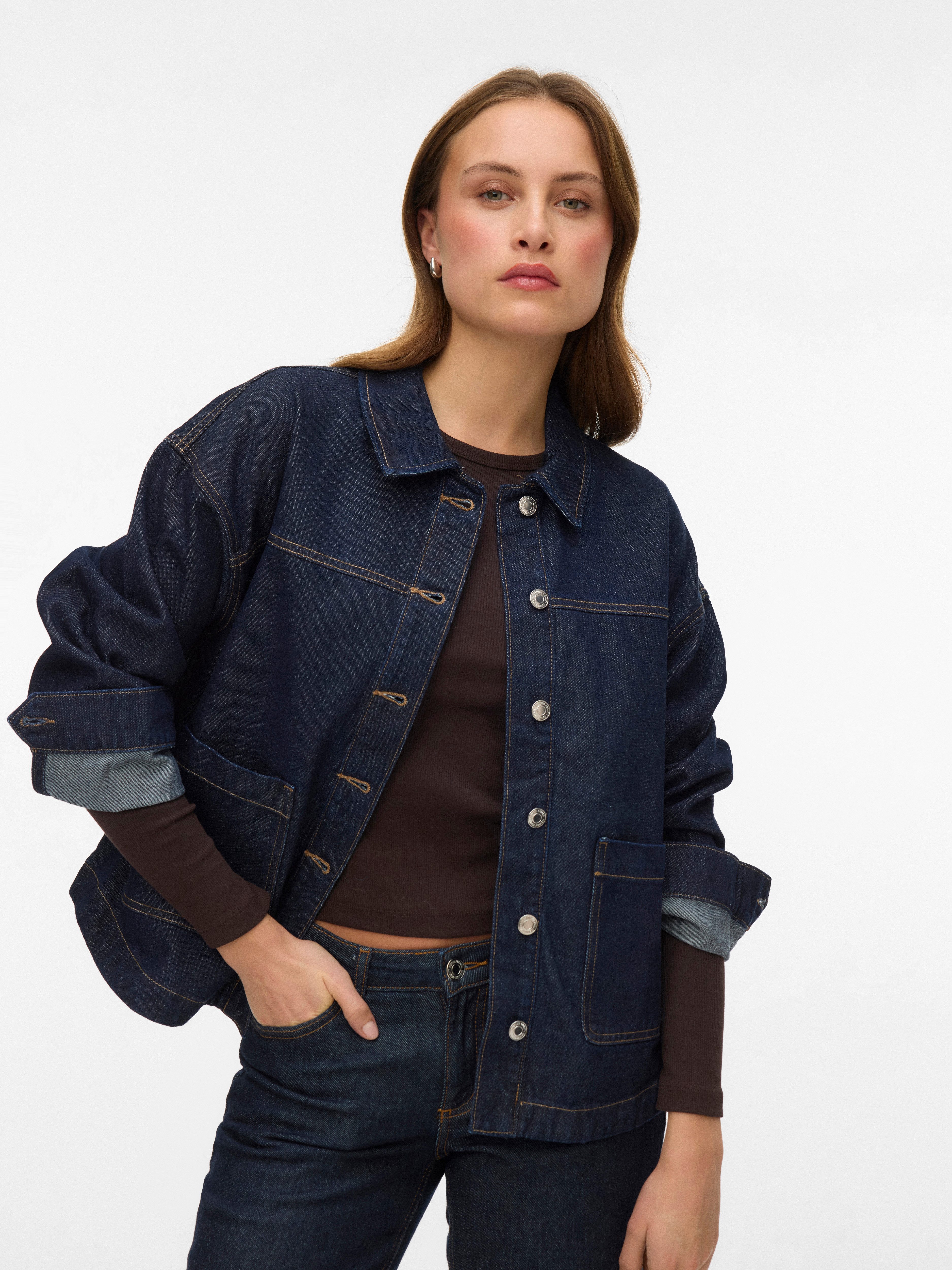 Vero Moda Jeansjacke VMJAMIE LS DENIM SHACKET MIX NOOS Baumwollmischung
