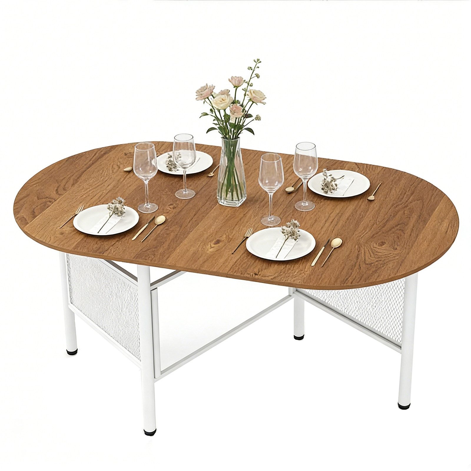 KOMFOTTEU Esstisch, Klapptisch Esszimmertisch mit Metallbeine & Holzplatte