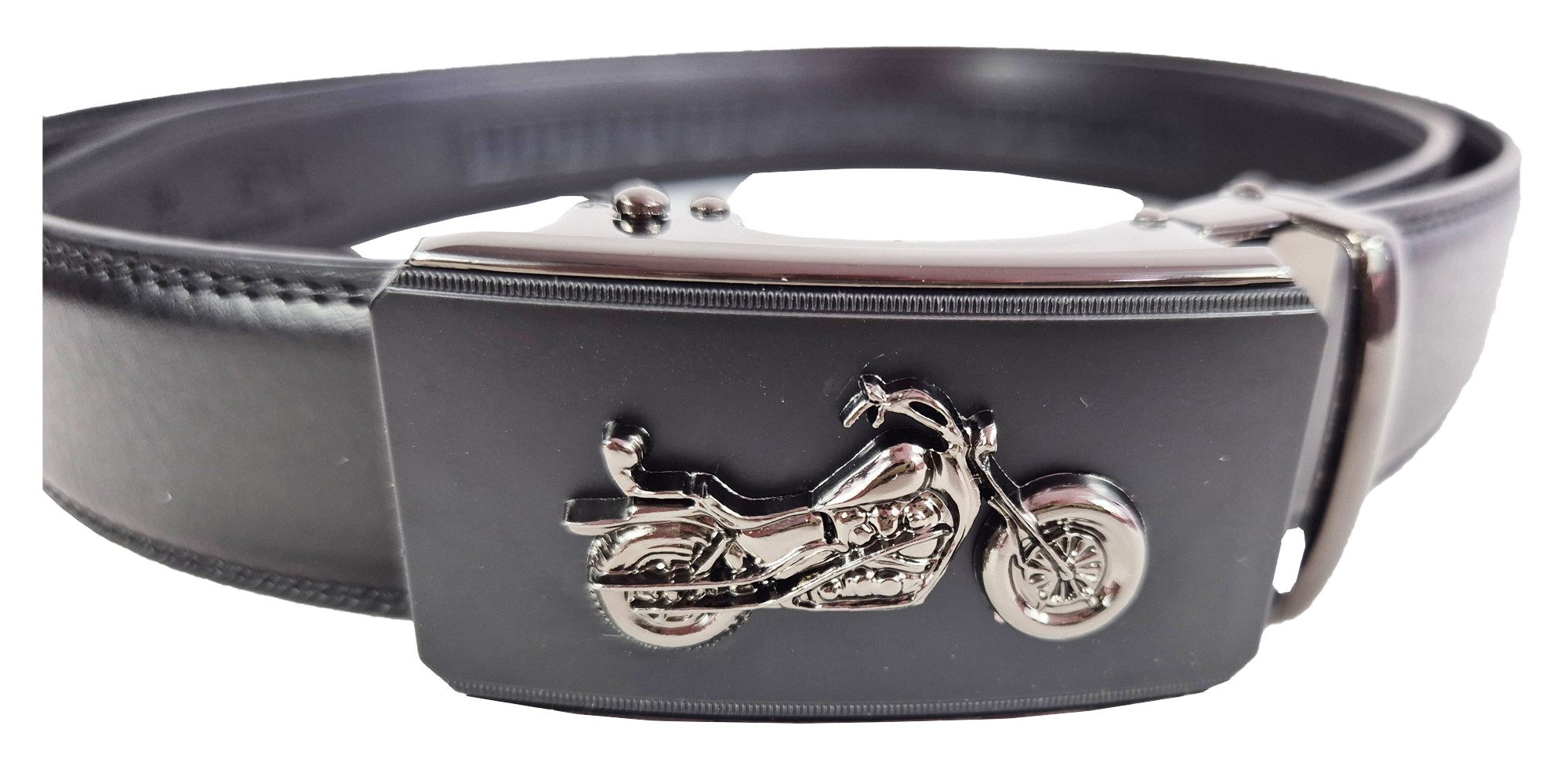 Einkaufszauber Ledergürtel Echt Leder Designer Gürtel Motorrad Motorrad auf der Metallschnalle – Bild 2 von 5
