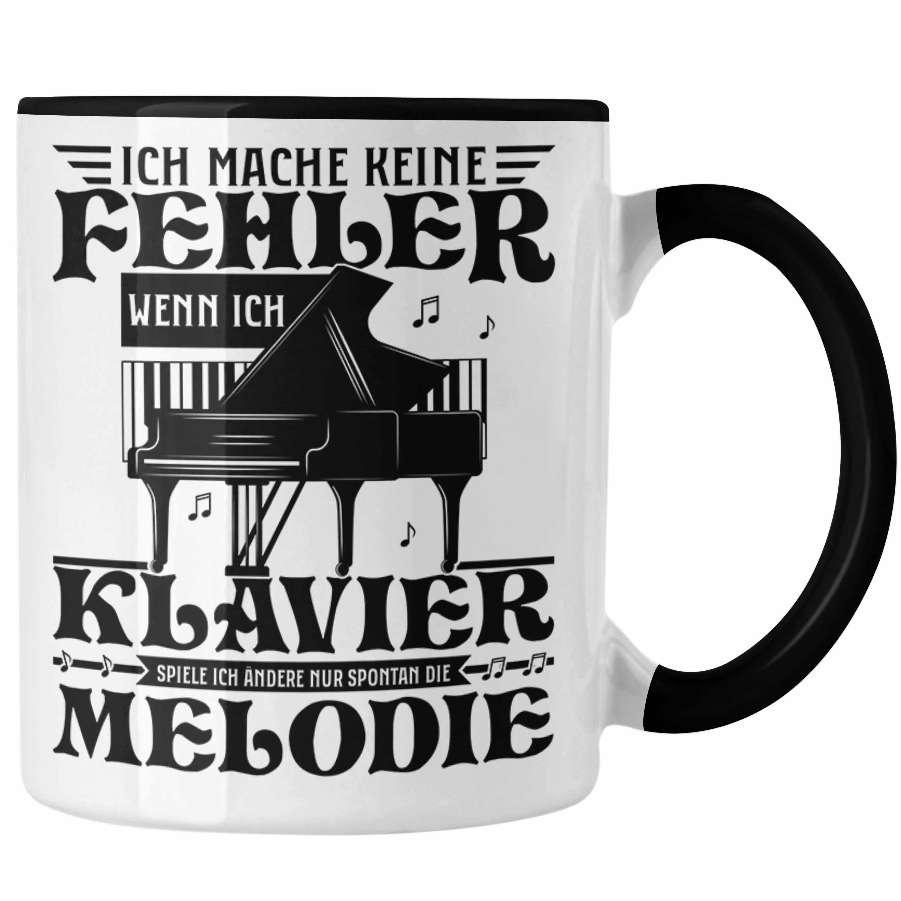 Trendation Tasse Klavier-Spieler Geschenk Klavier Geschenkidee Flüg Kaffee-Becher Schwarz Tasse