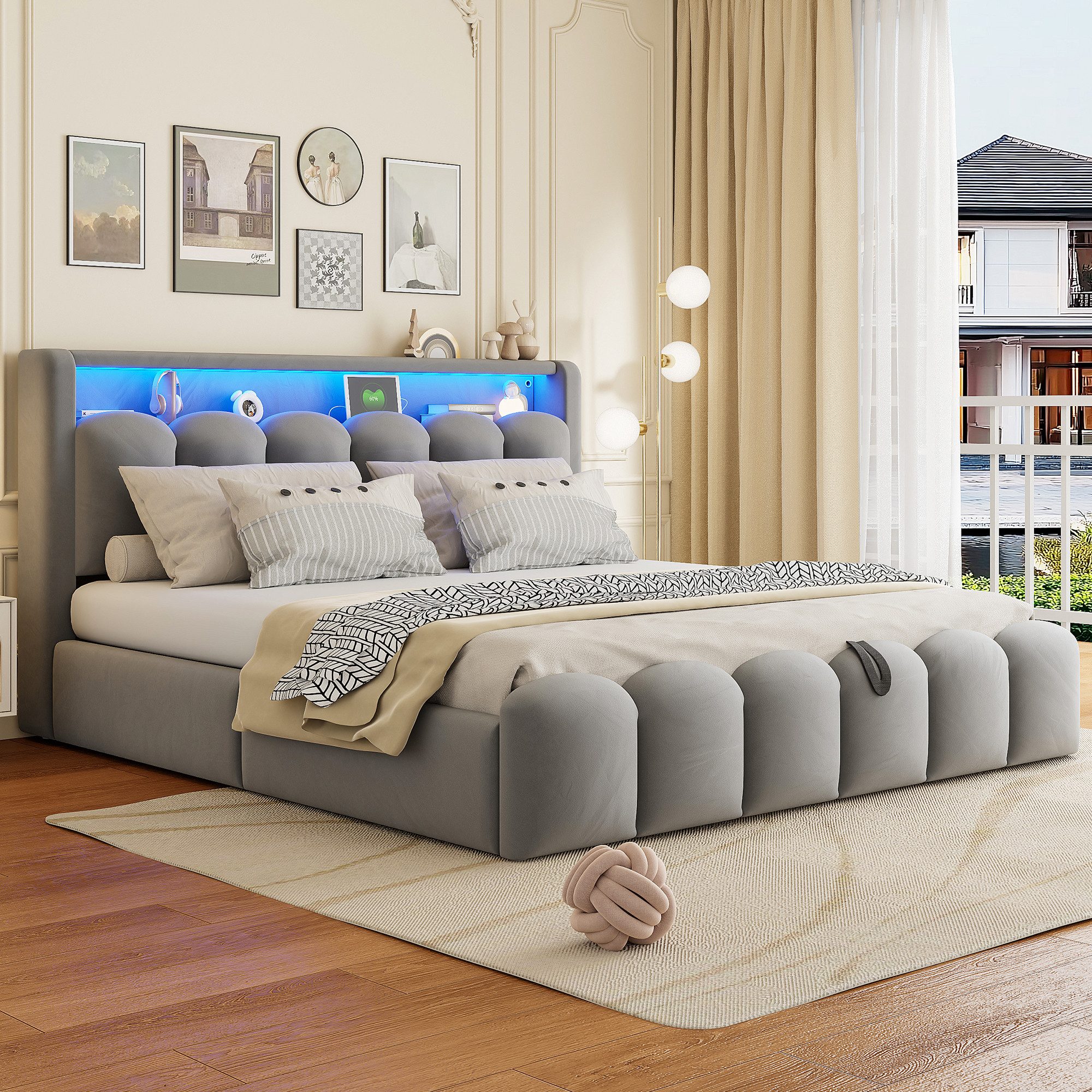 MODFU Polsterbett mit hydraulischem Stauraum (Doppelbett günstig online kaufen