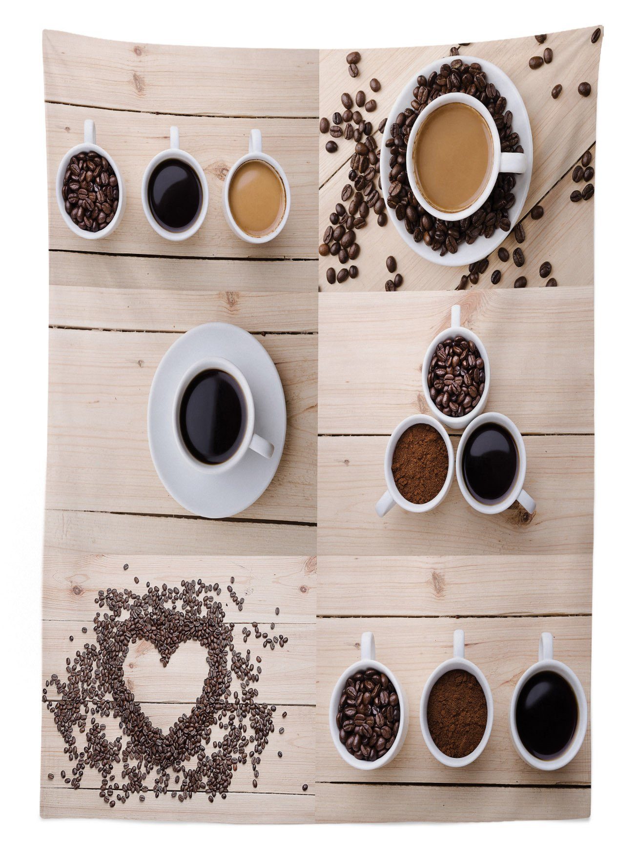 Abakuhaus Tischdecke Farbfest Waschbar Für Außen Snacks Bereich geeignet Kaffeetassen Bohnen Klare Farben, den Kaffee