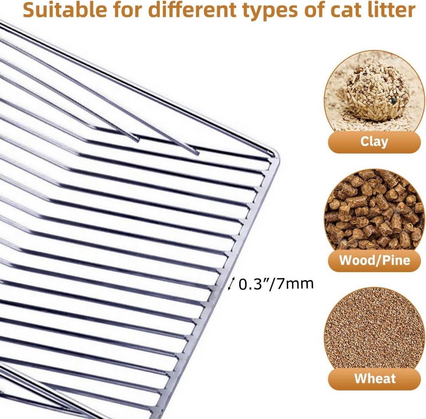 Thumbnail - Wubushan Katzen-Halsband Katzenstreuschaufel Metall Holzgriff 28cm Lochabstand 7mm