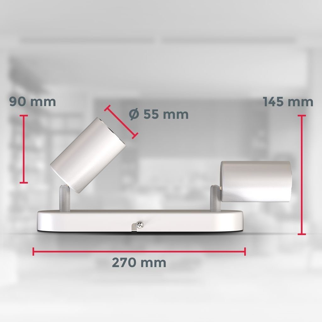 Deckenleuchte 230V 27cm BKL1455, Flur GU10 Retro-Design schwenkbar B.K.Licht Deckenspot - Deckenlampe Spots Wohnzimmer LED LED Fassung Leuchtmittel, drehbar 2-flammig ohne weiß-matt