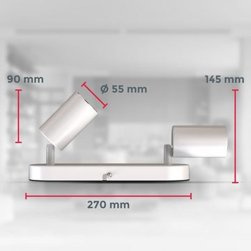 B.K.Licht LED Deckenspot LED Deckenleuchte 27cm Spots drehbar schwenkbar weiß-matt - BKL1455, ohne Leuchtmittel, Deckenlampe 2-flammig 230V Fassung GU10 Retro-Design Flur Wohnzimmer